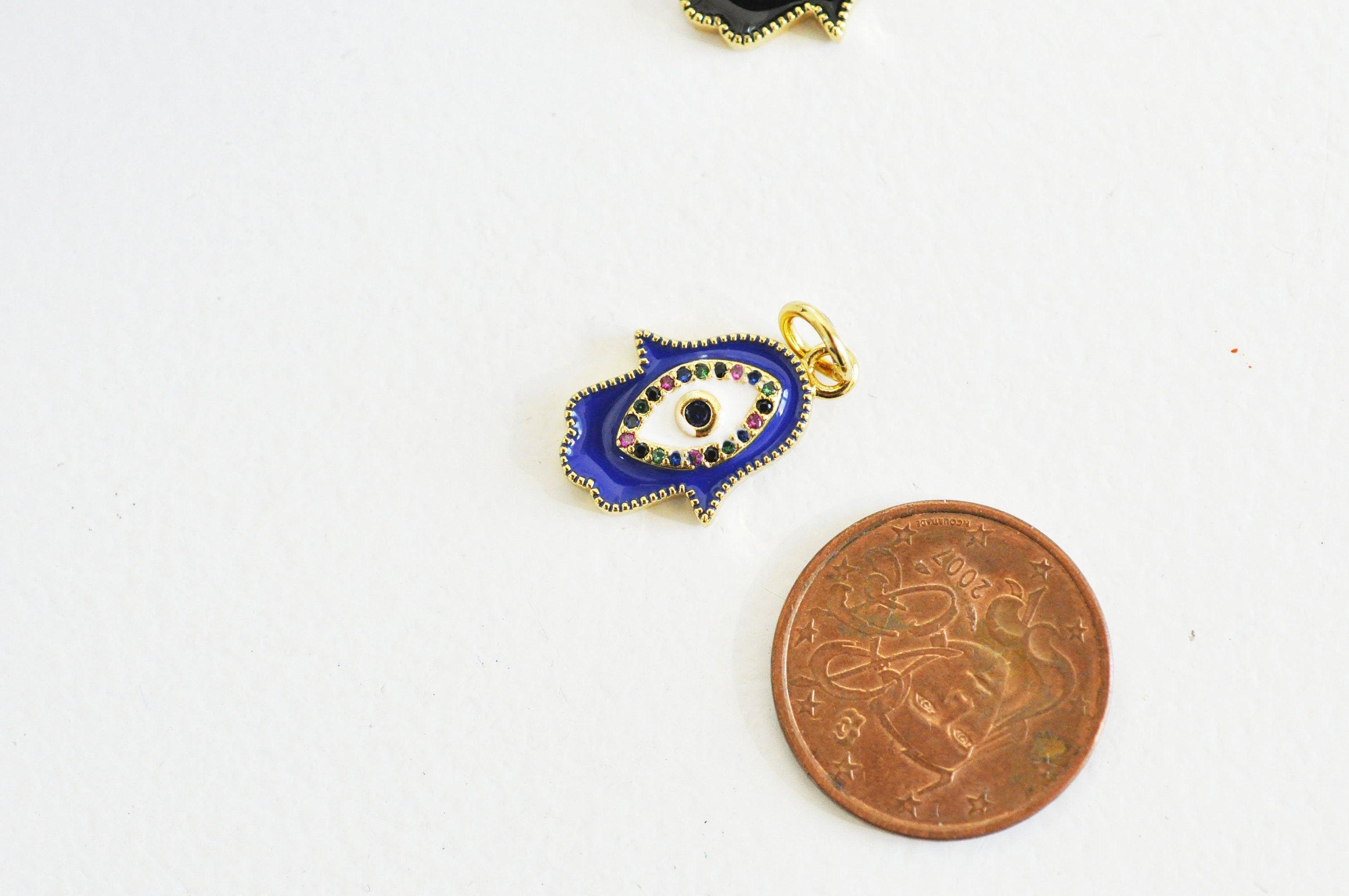 Gingerlily Pendentifs G4804 breloque main fatma laiton doré noir