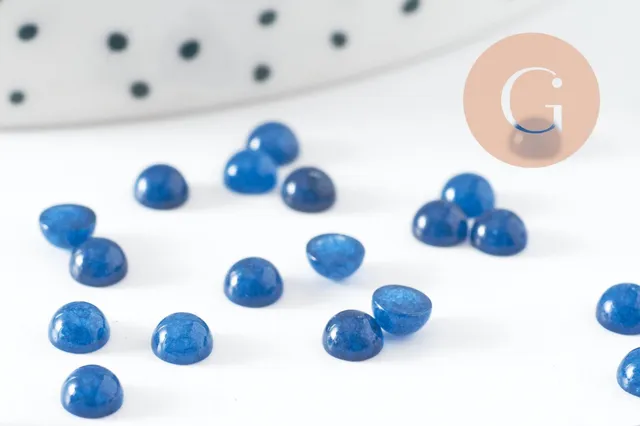 Gingerlily Cabochon rond jade bleu 4mm x1