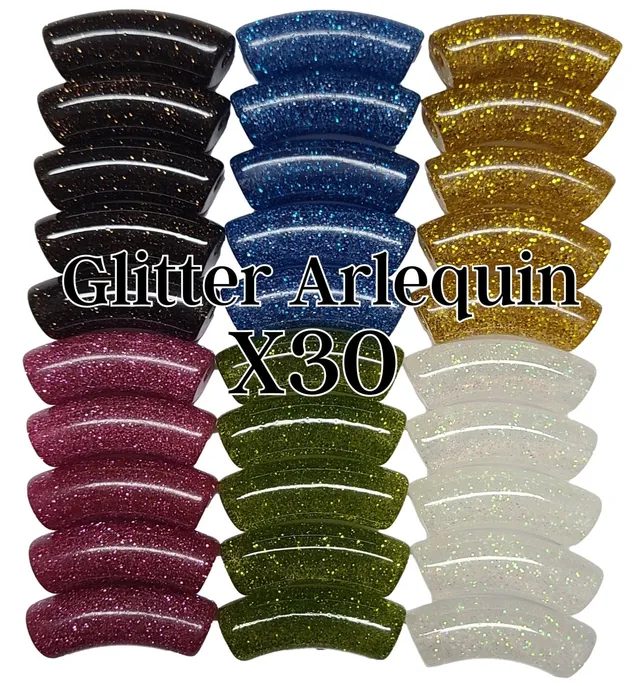 ARTSHOP Camaieux 85 lot 30 tubes incurvés 12mm glitter