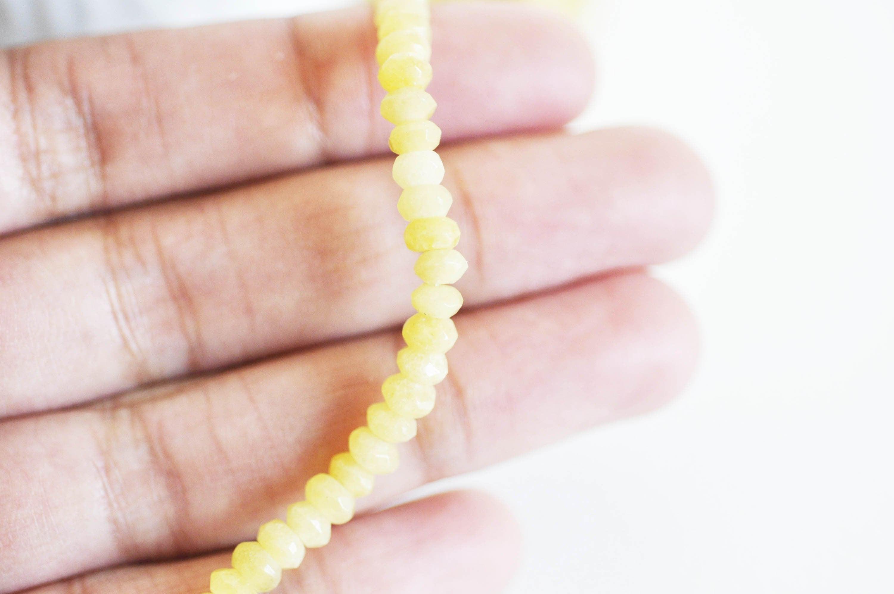 Gingerlily Perles DIY Rondelle jade G1705 perles jaune 5x3mm fil