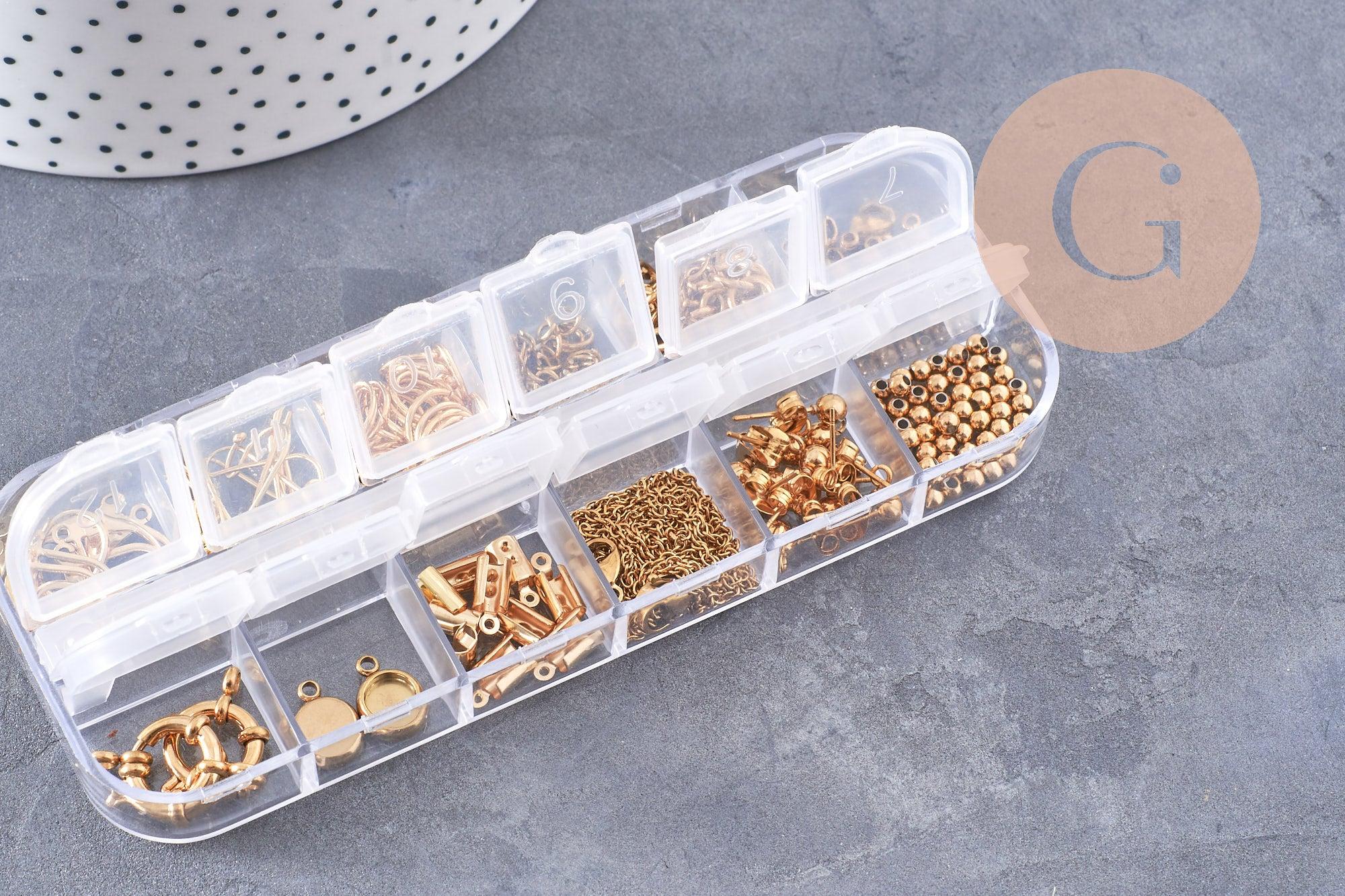 Gingerlily G10142 kit bijoux acier doré boîte 12 types