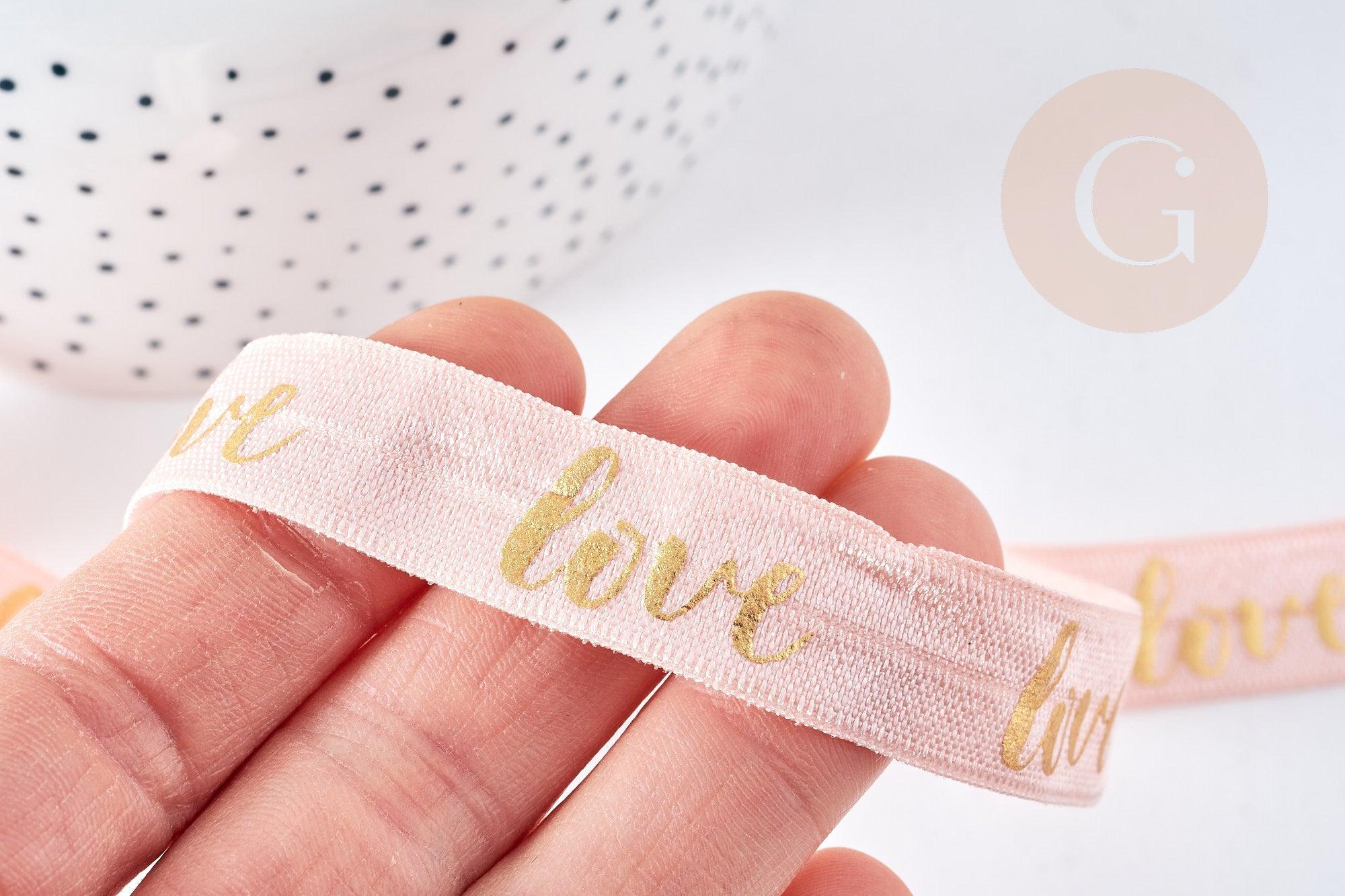 Gingerlily Cordons G8306 ruban élastique LOVE rose 16mm 1m