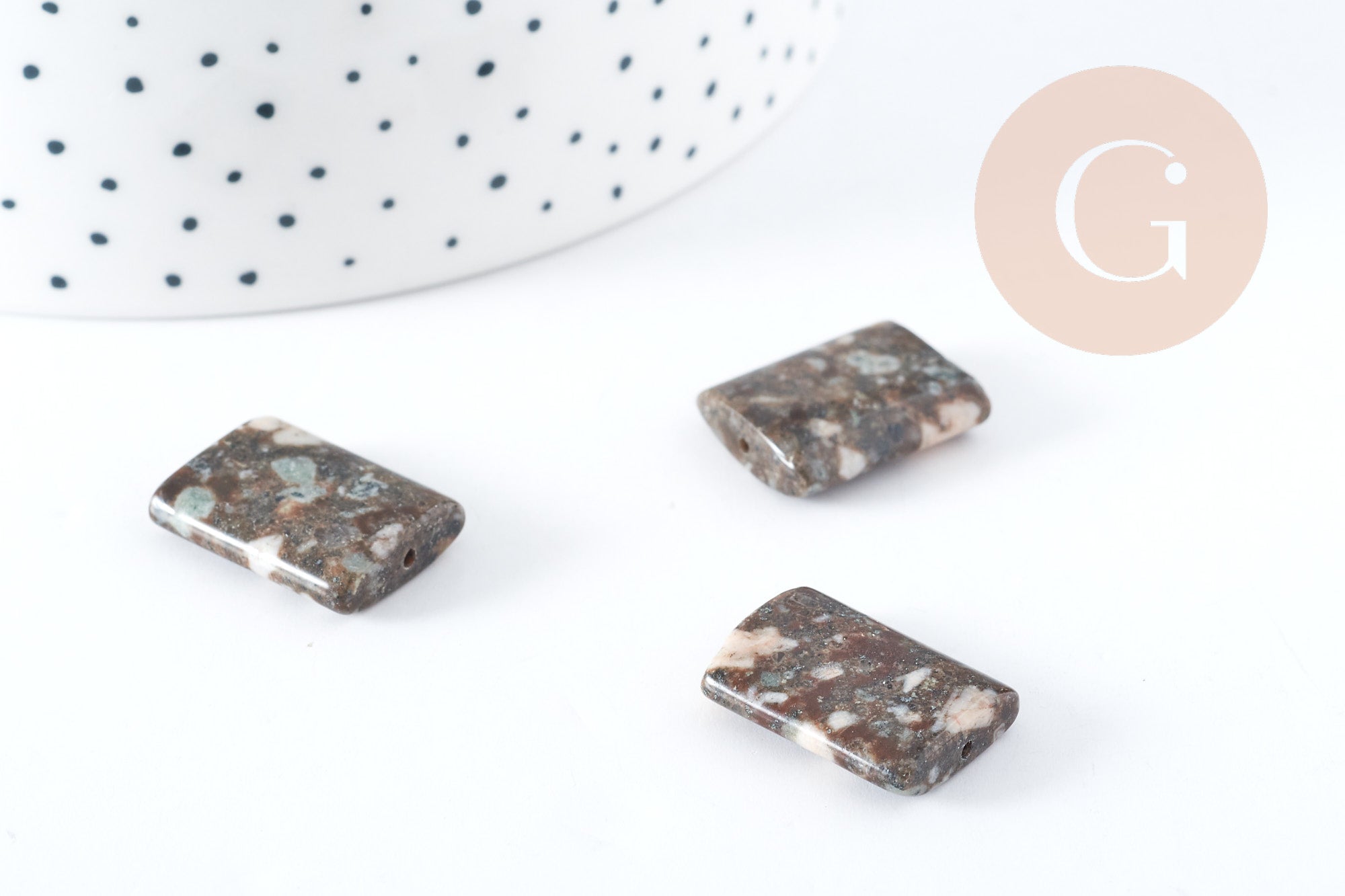 Gingerlily Perles Lakelandite G8271 perle rectangle marron x5 20x15mm