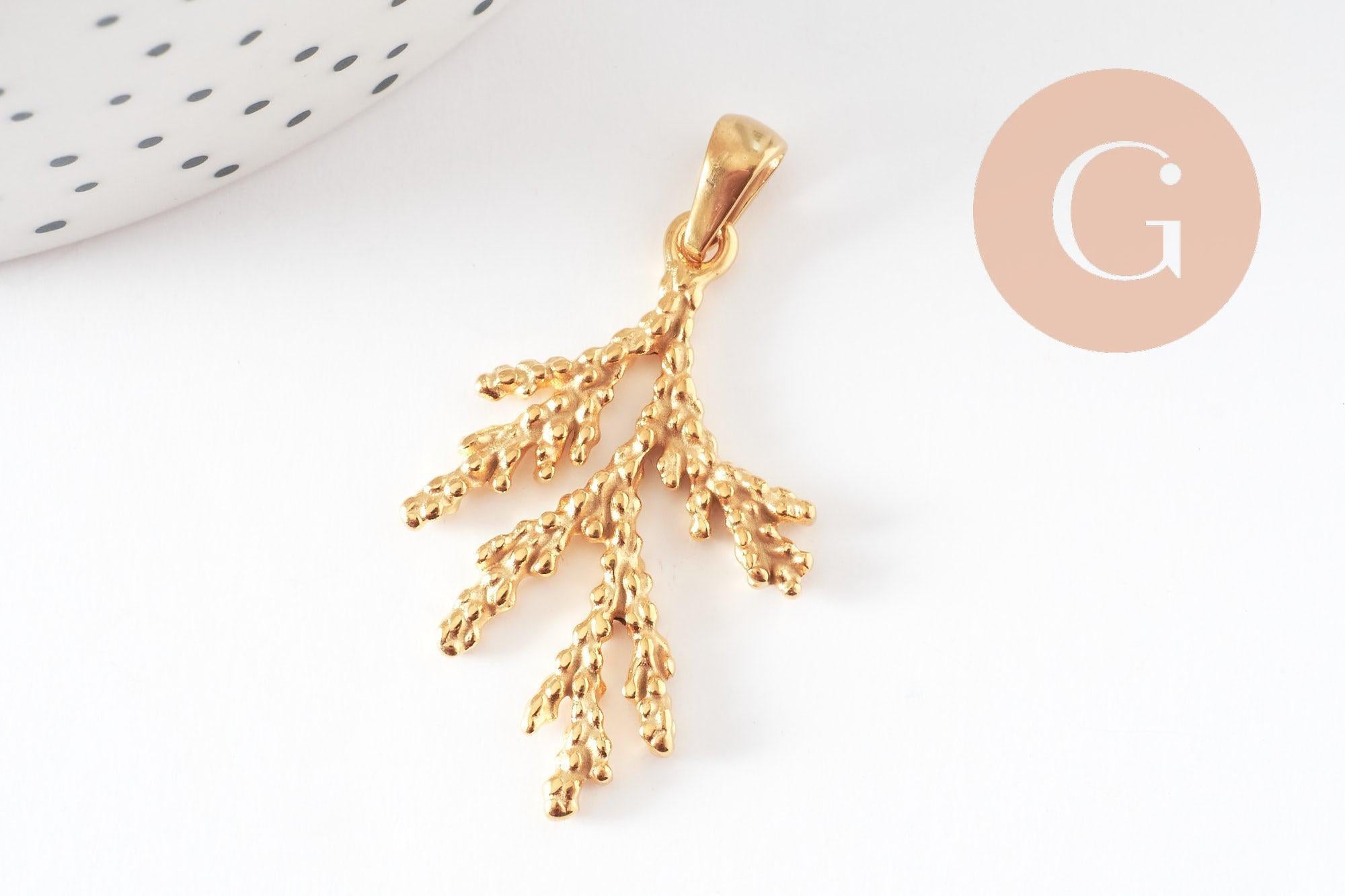 Gingerlily G9671 pendentif corail acier doré 34mm x1