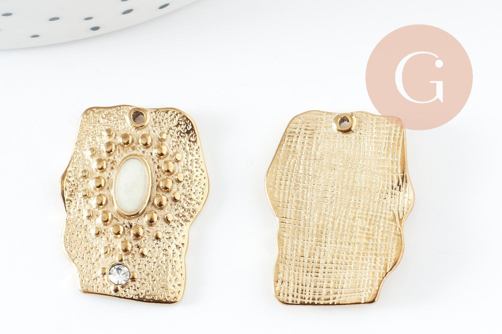 Gingerlily Pendentifs G9410 Pendentif rectangle inox doré 25mm