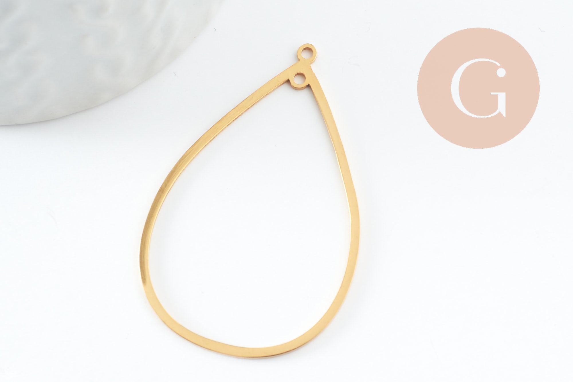 Gingerlily Pendentifs G9521 goutte évidée acier doré 42mm