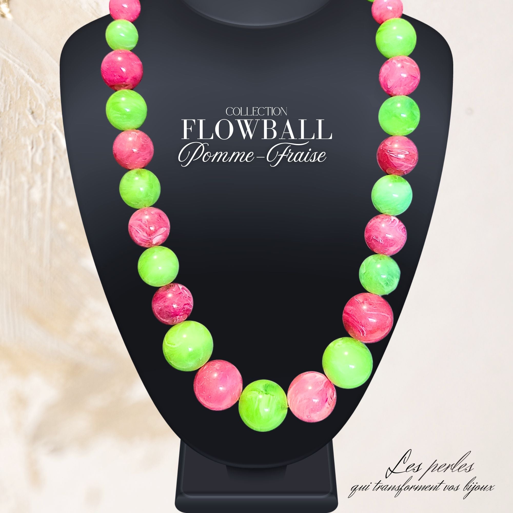 ARTSHOP Flowball Pomme-Fraise kit collier marbré 63cm