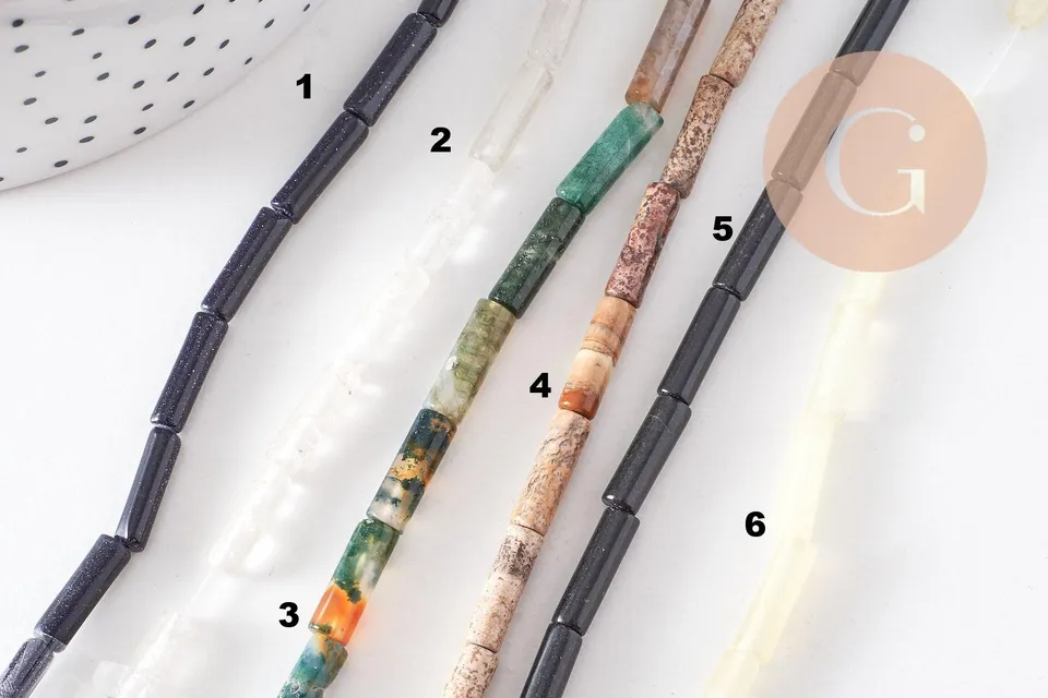 Gingerlily Perles G8904 perle tube agate mousse 40cm