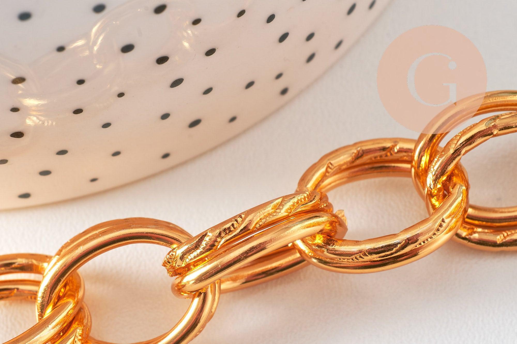 Gingerlily chaîne aluminium doré maille rolo 22mm 1m