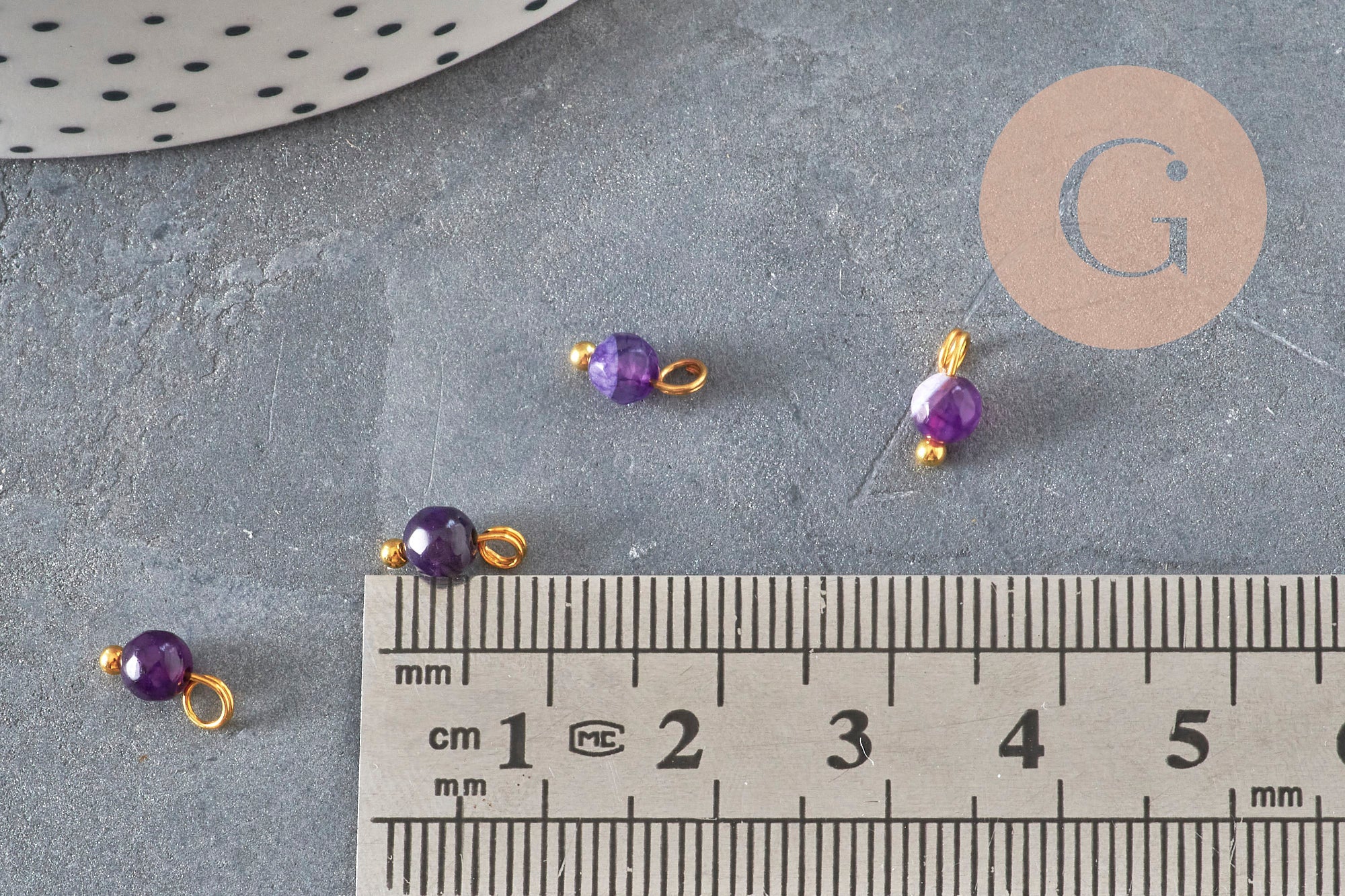 Gingerlily Pendentifs G11370 breloque agate dorée 8,5mm x1