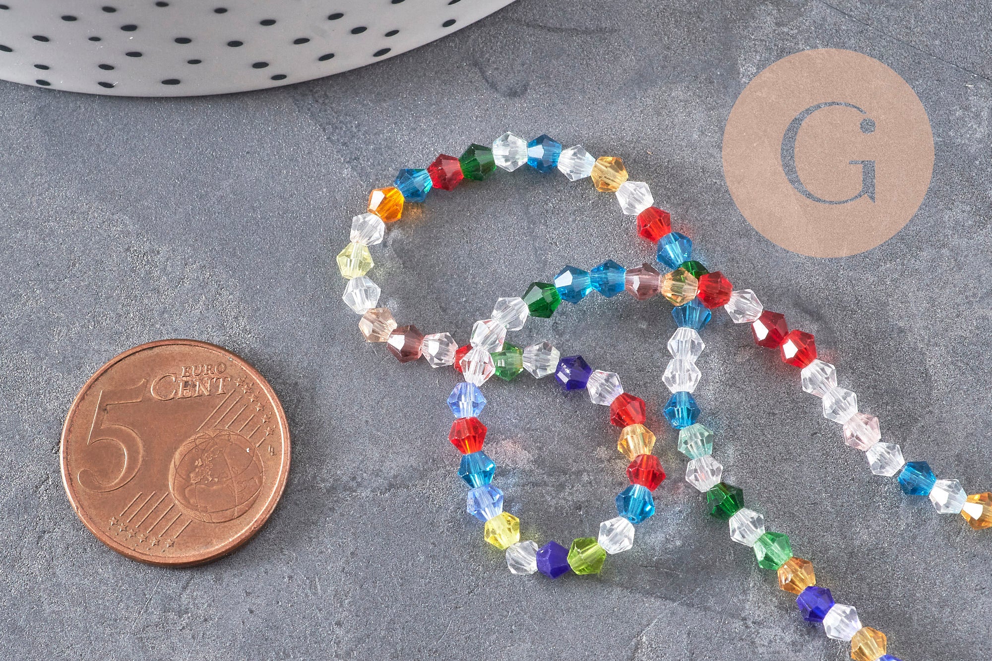 Gingerlily Perles G11127 perles toupies cristal multicolore 3mm fil