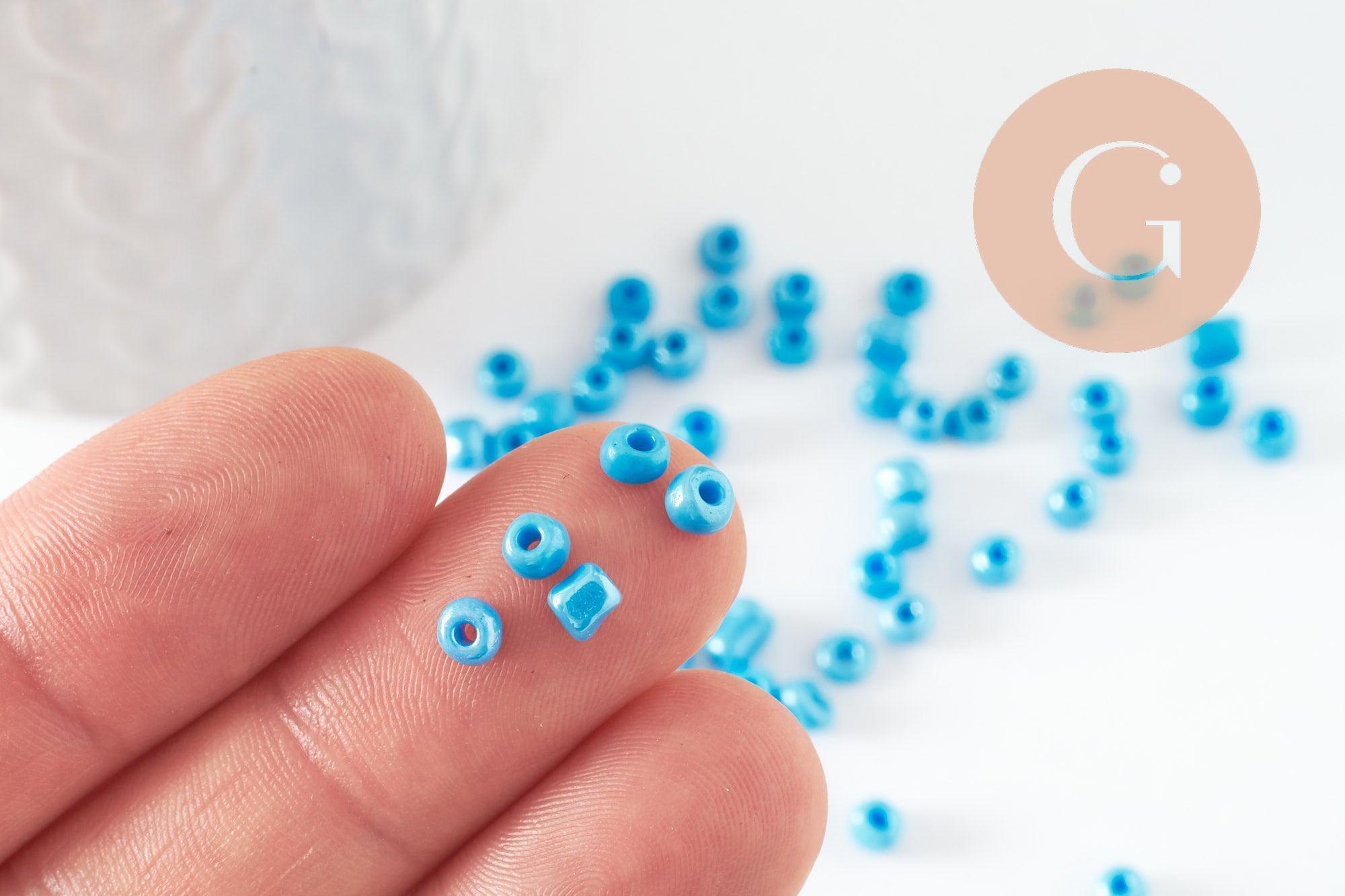 Gingerlily G9630 grosses perles rocaille bleu nacré 4mm
