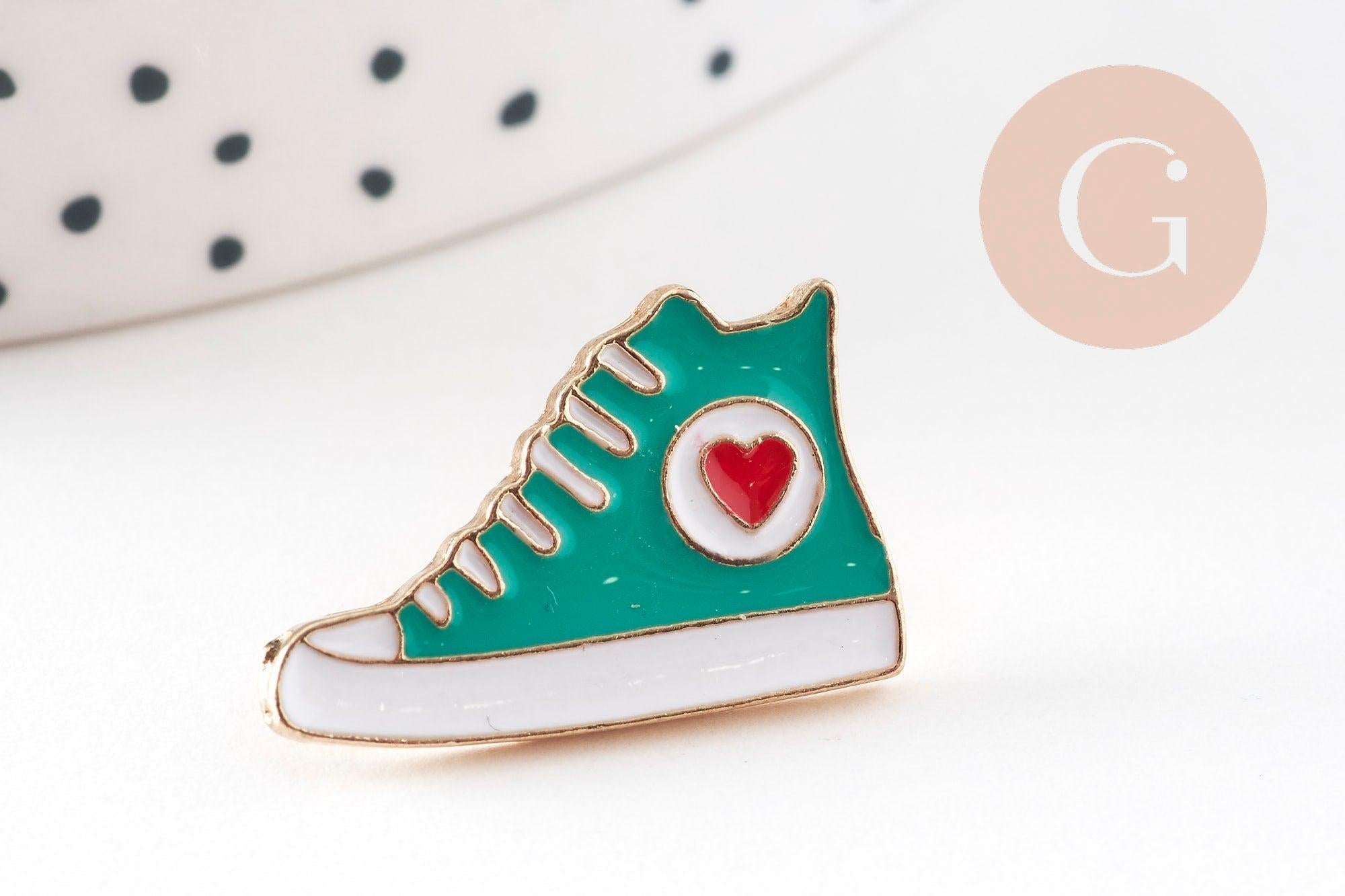 Gingerlily Broches Pin’s G10943 converse doré turquoise 22,5 mm