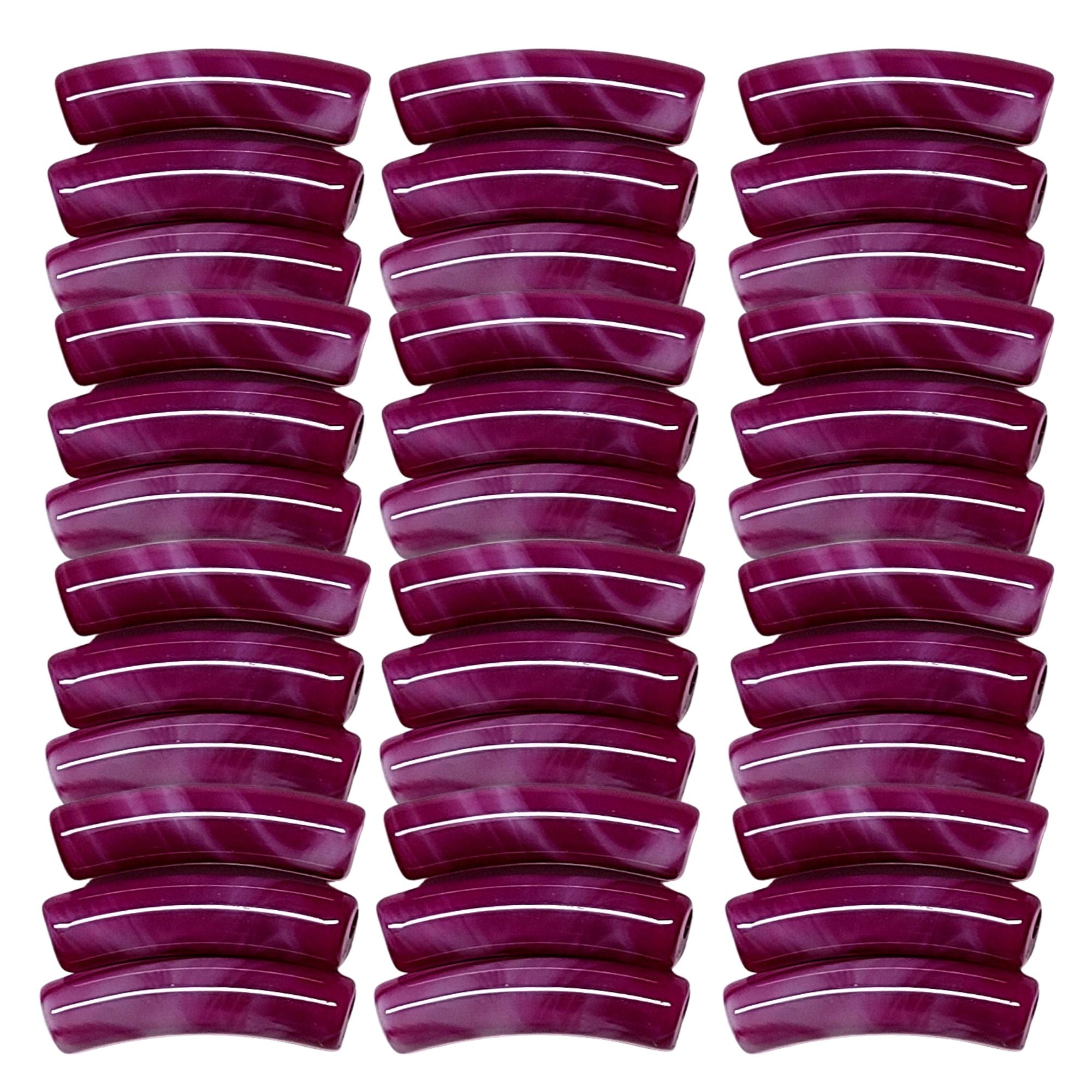 ARTSHOP TINY Tubes 20 tube incurvé magenta marbré x10