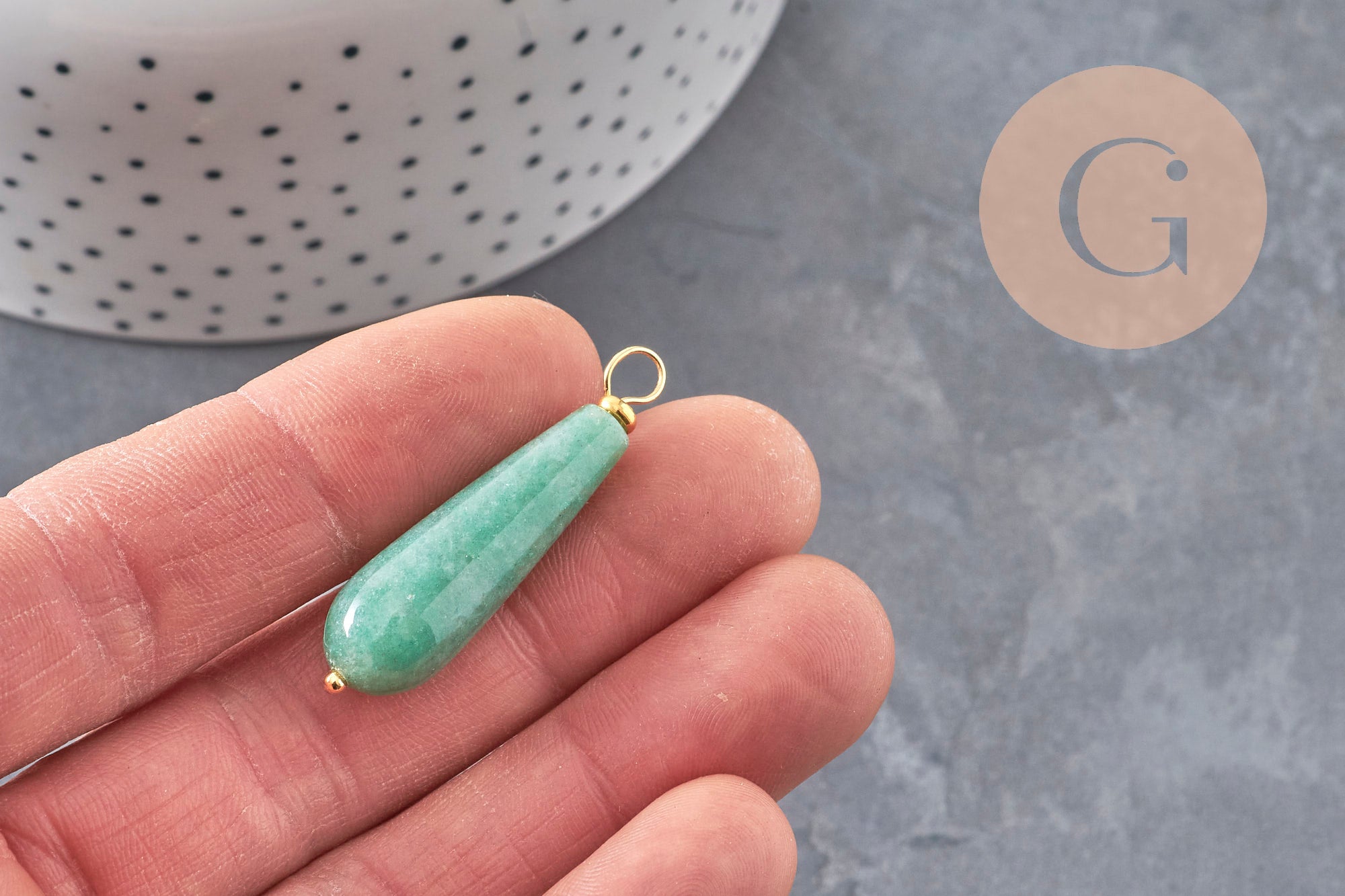 Gingerlily pendentif goutte aventurine verte 38mm x1