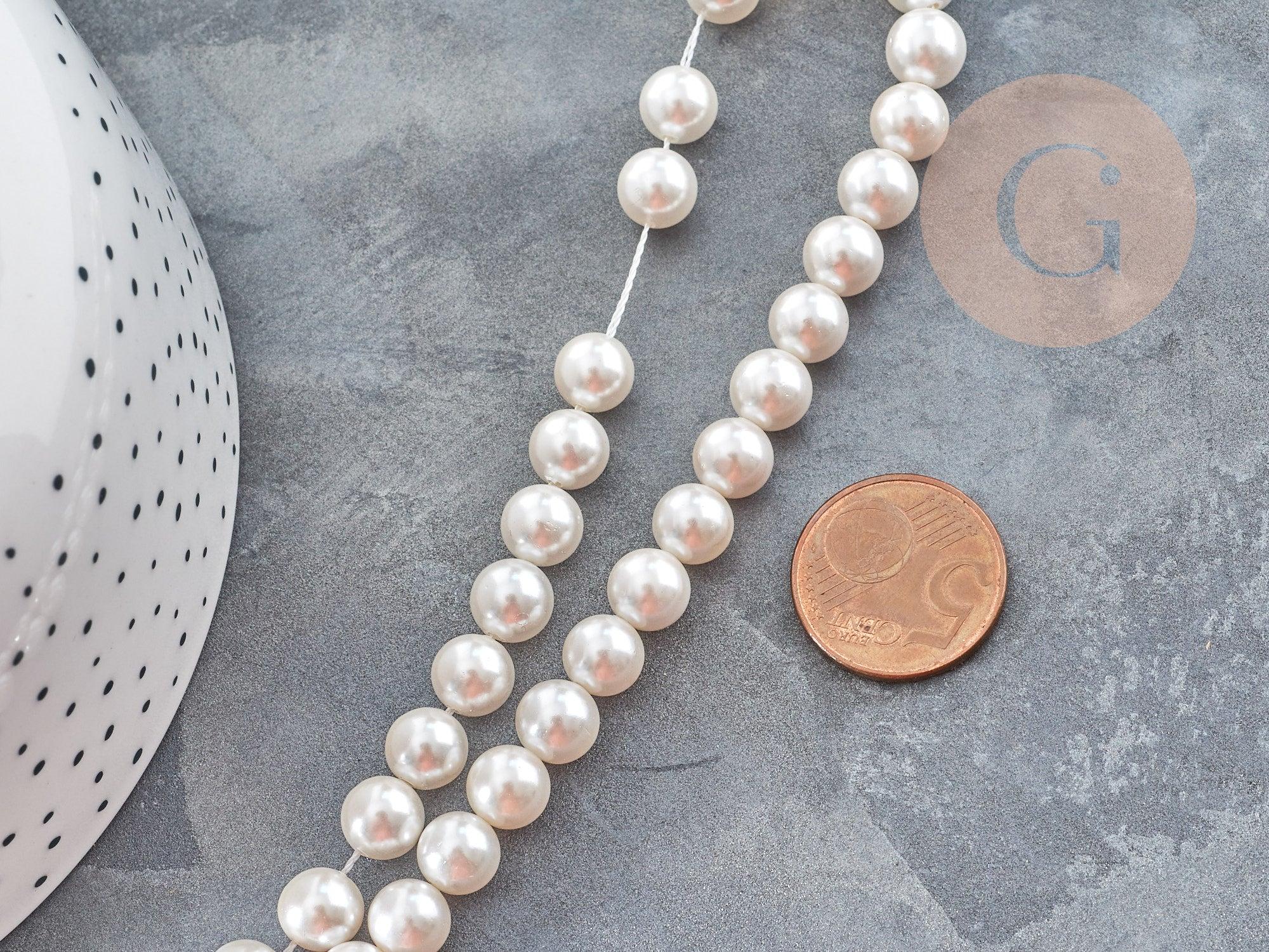 Gingerlily Perles perles rondes nacre blanche 8mm fil 40cm