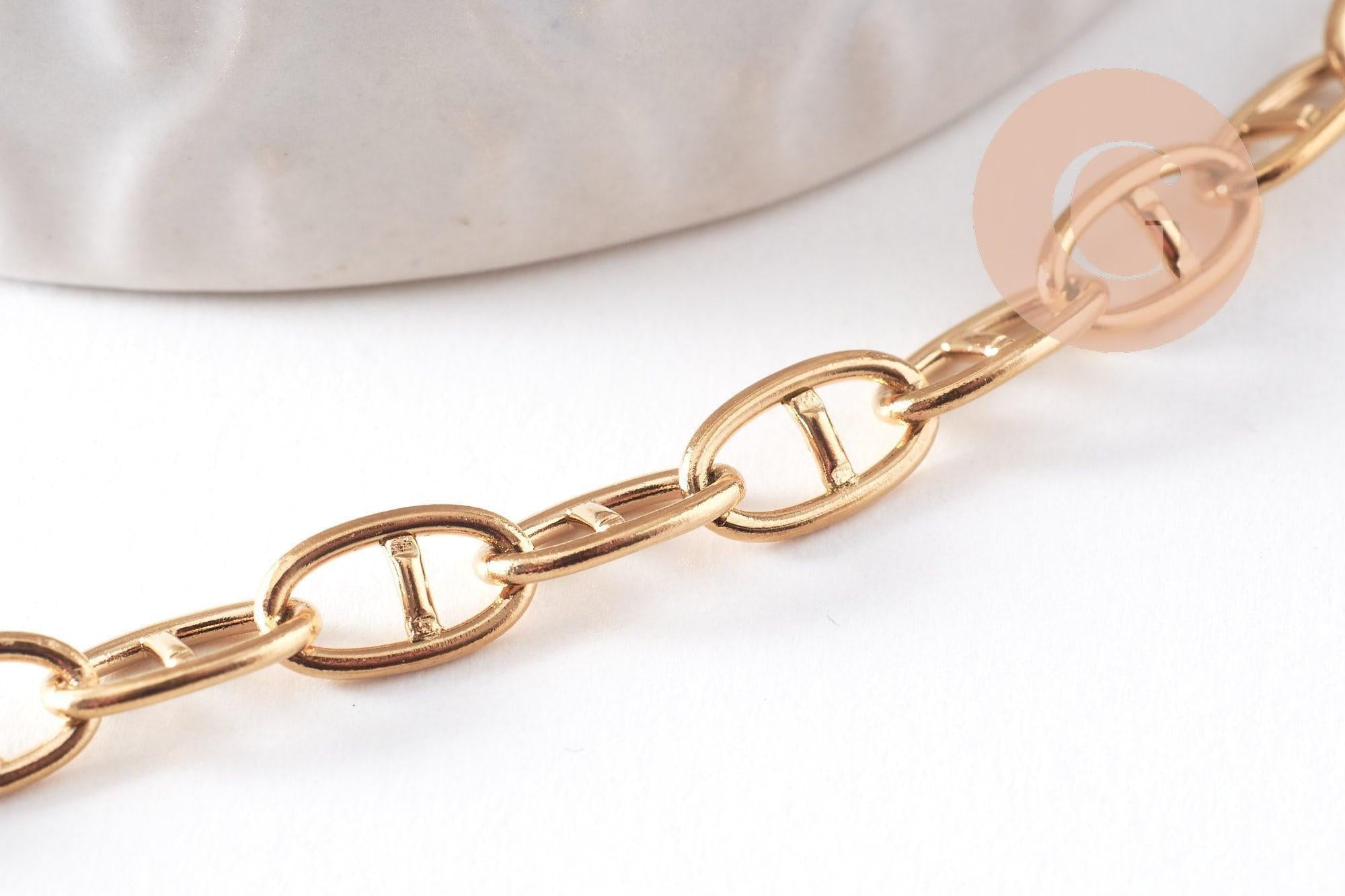 Gingerlily chaînes maille marine G10348 bracelet acier doré 16,7cm