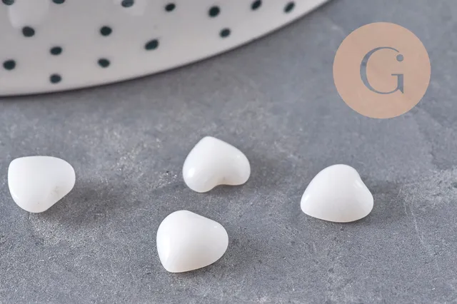 Gingerlily Cabochon cœur jade blanc naturel facetté 8mm x1