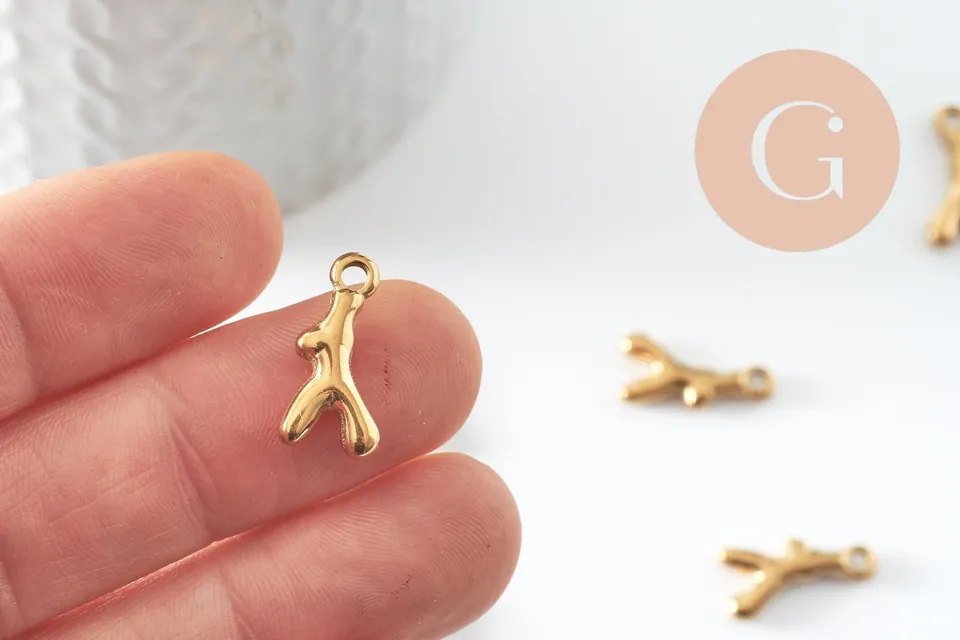 Gingerlily G9835 pendentif branche corail acier doré 18mm x1