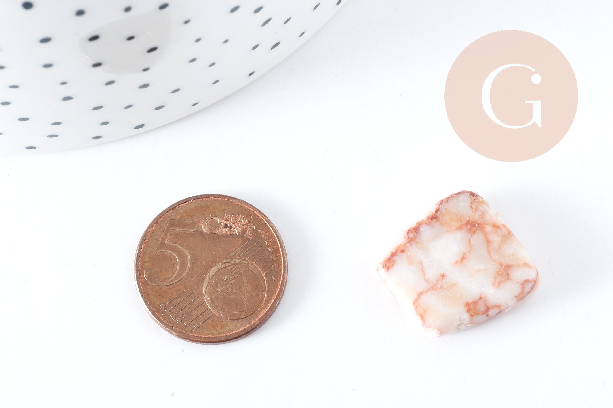 Gingerlily perles losange jaspe blanc rouge 17mm fil 38cm