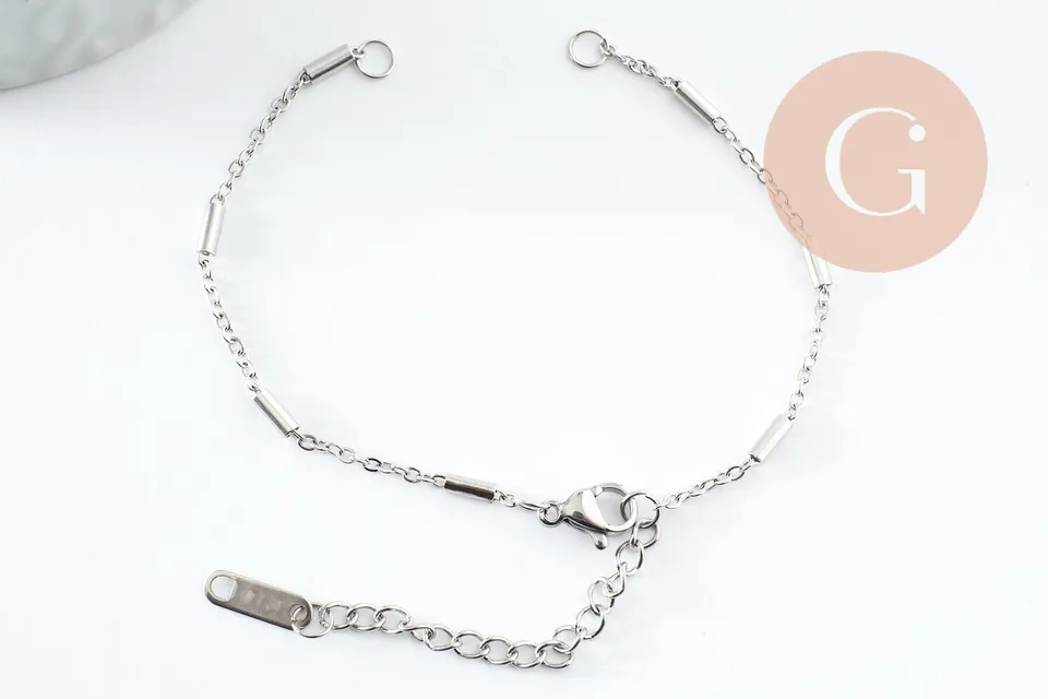 Gingerlily Base bracelet G9498 acier platine 15,8cm maille fine