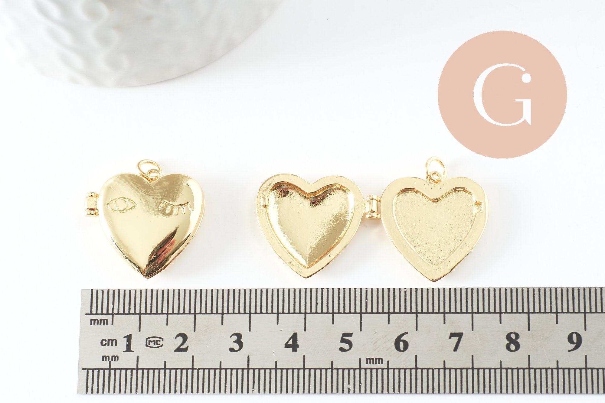 Gingerlily Pendentifs G9549 locket cœur doré 22 mm x1