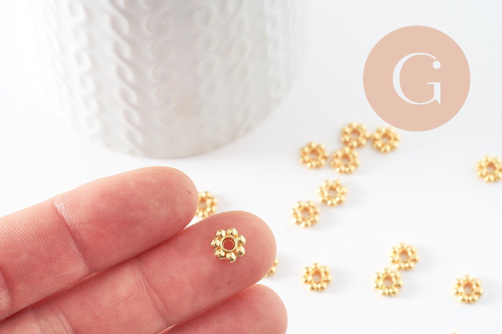 Gingerlily G9542 perles rondelles fleurs dorées 7,5mm x20