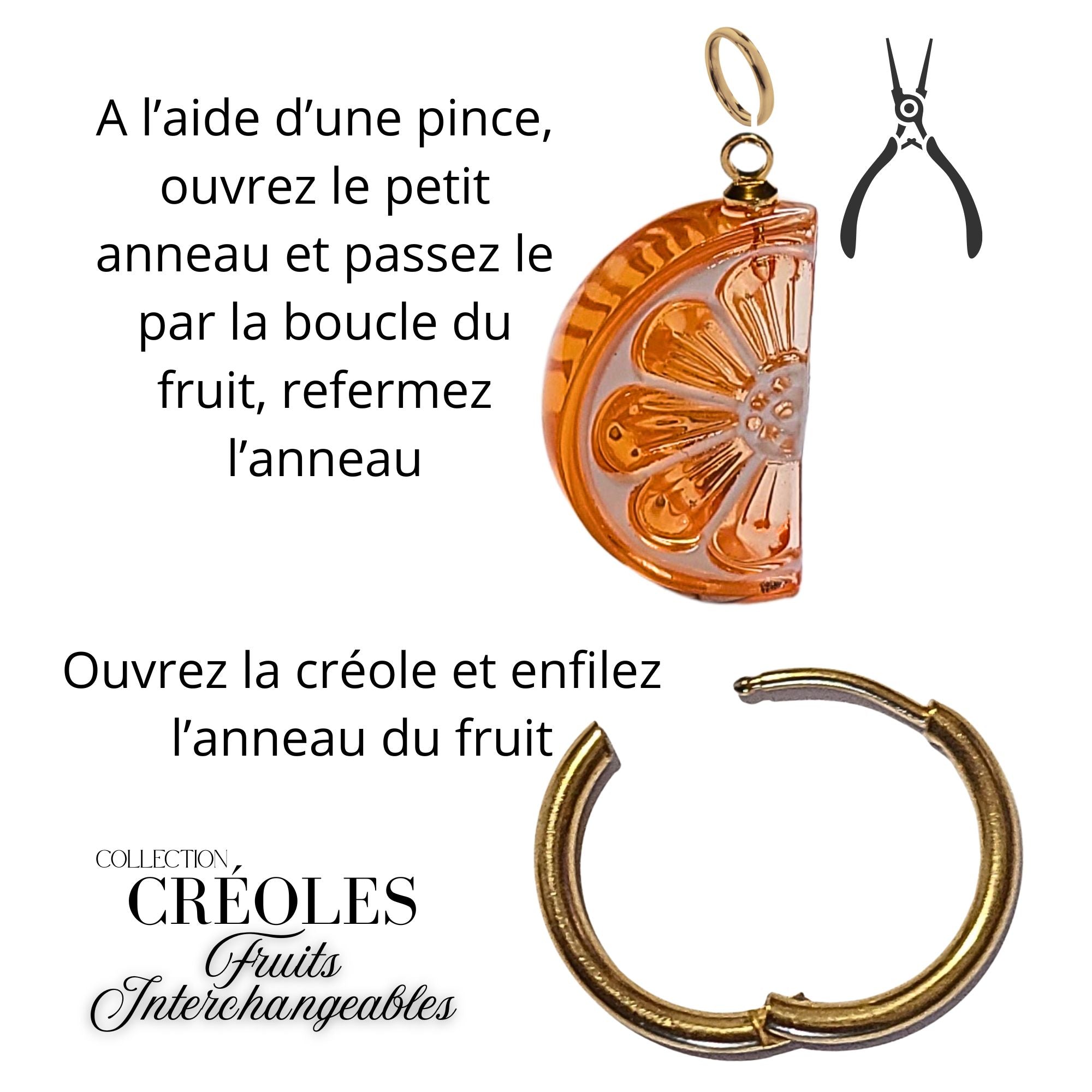 ARTSHOP Vitamines kit créoles citron mandarine acier doré