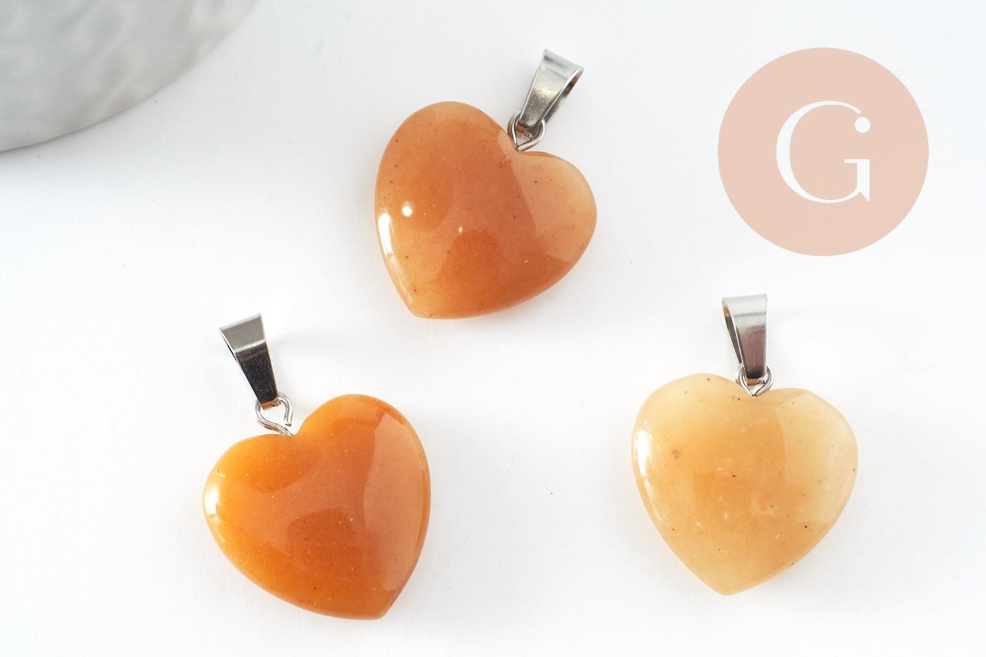 Gingerlily Pendentifs G9534 pendentif coeur jade jaune 22mm x1