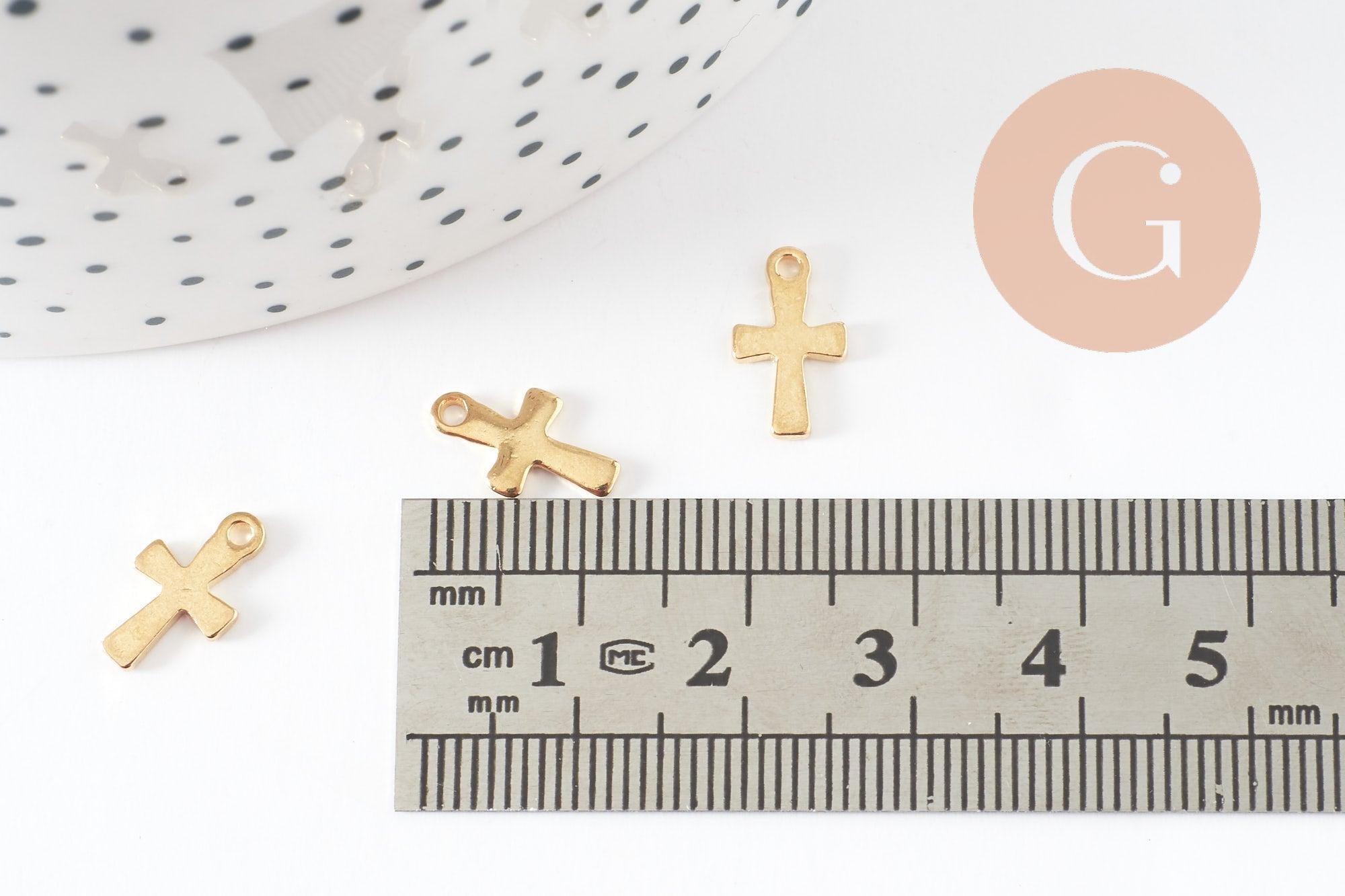 Gingerlily Pendentifs G9695 pendentif croix acier doré 12mm x5