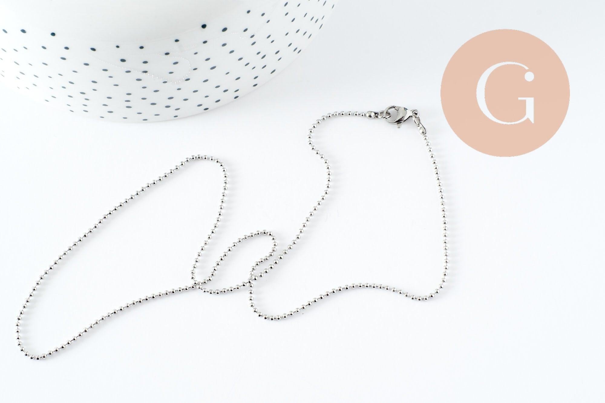 Gingerlily chaîne boule collier acier 1,5 mm 45,5 cm