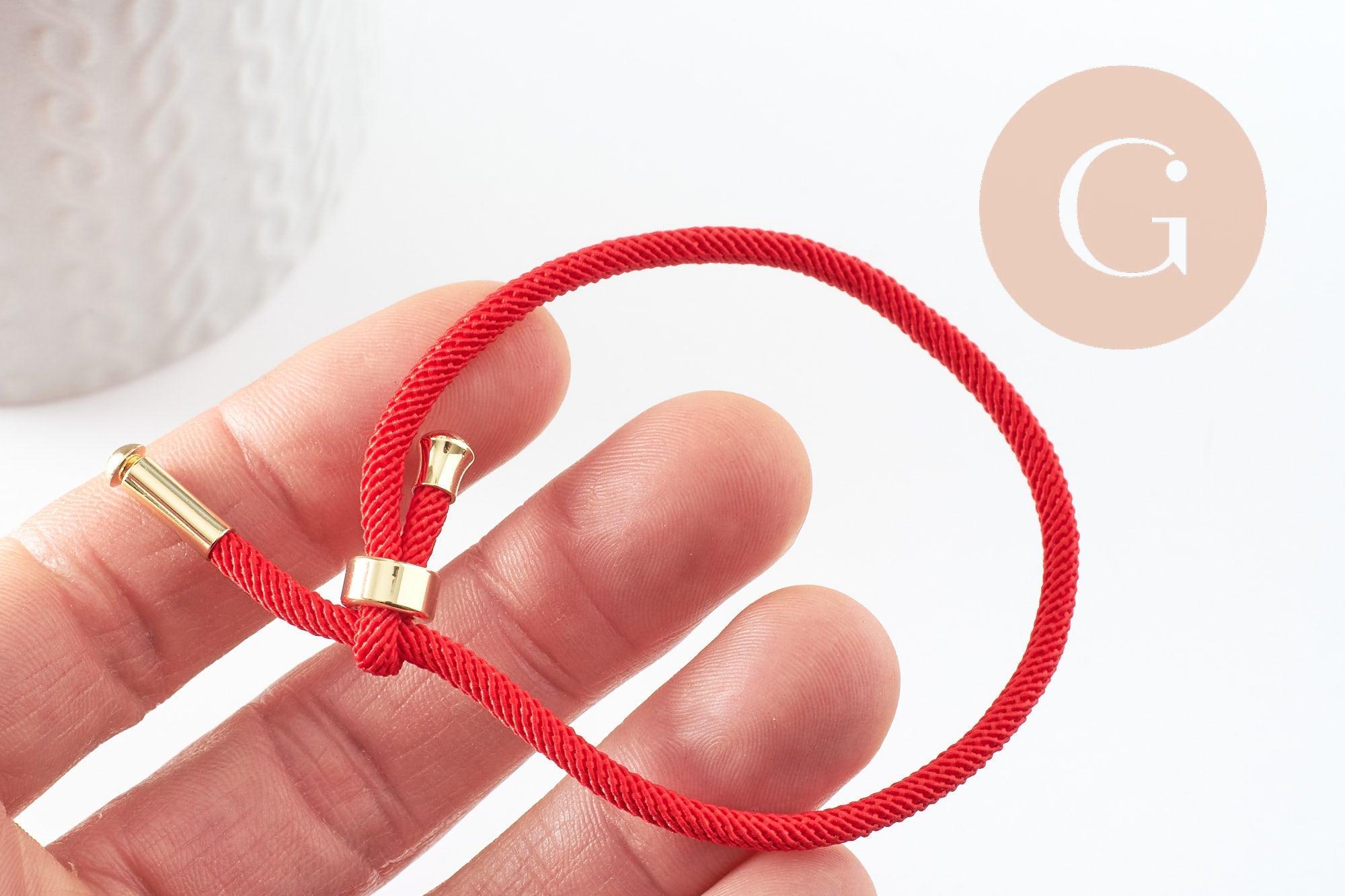 Gingerlily G9573 bracelet cordon rouge réglable 23-25cm acier