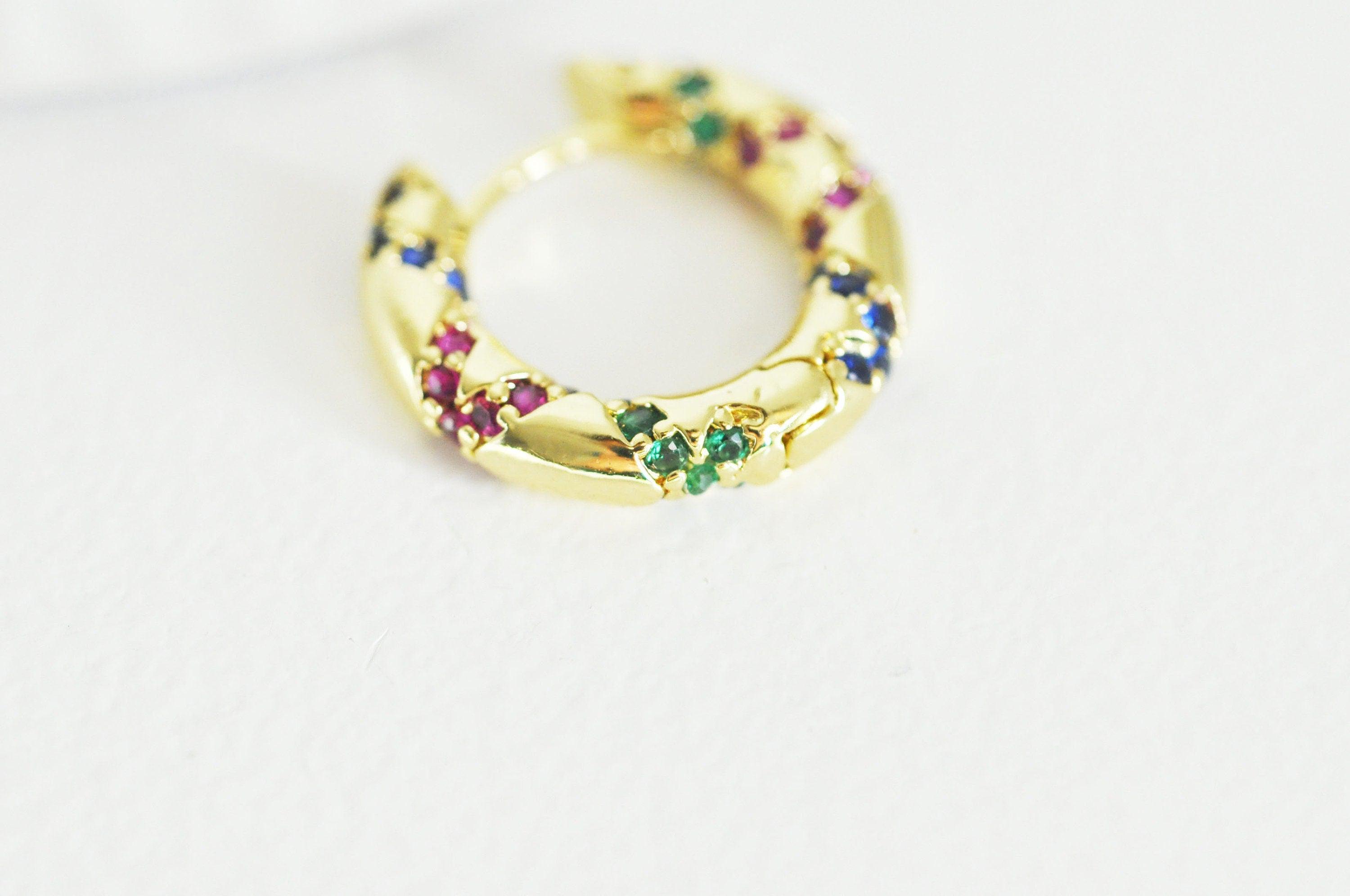 Gingerlily Accessoires Créoles G2873 laiton doré zircon multicolore paire