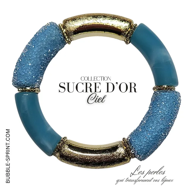 Sucre d'Or Ciel bracelet perles monté bleu ciel