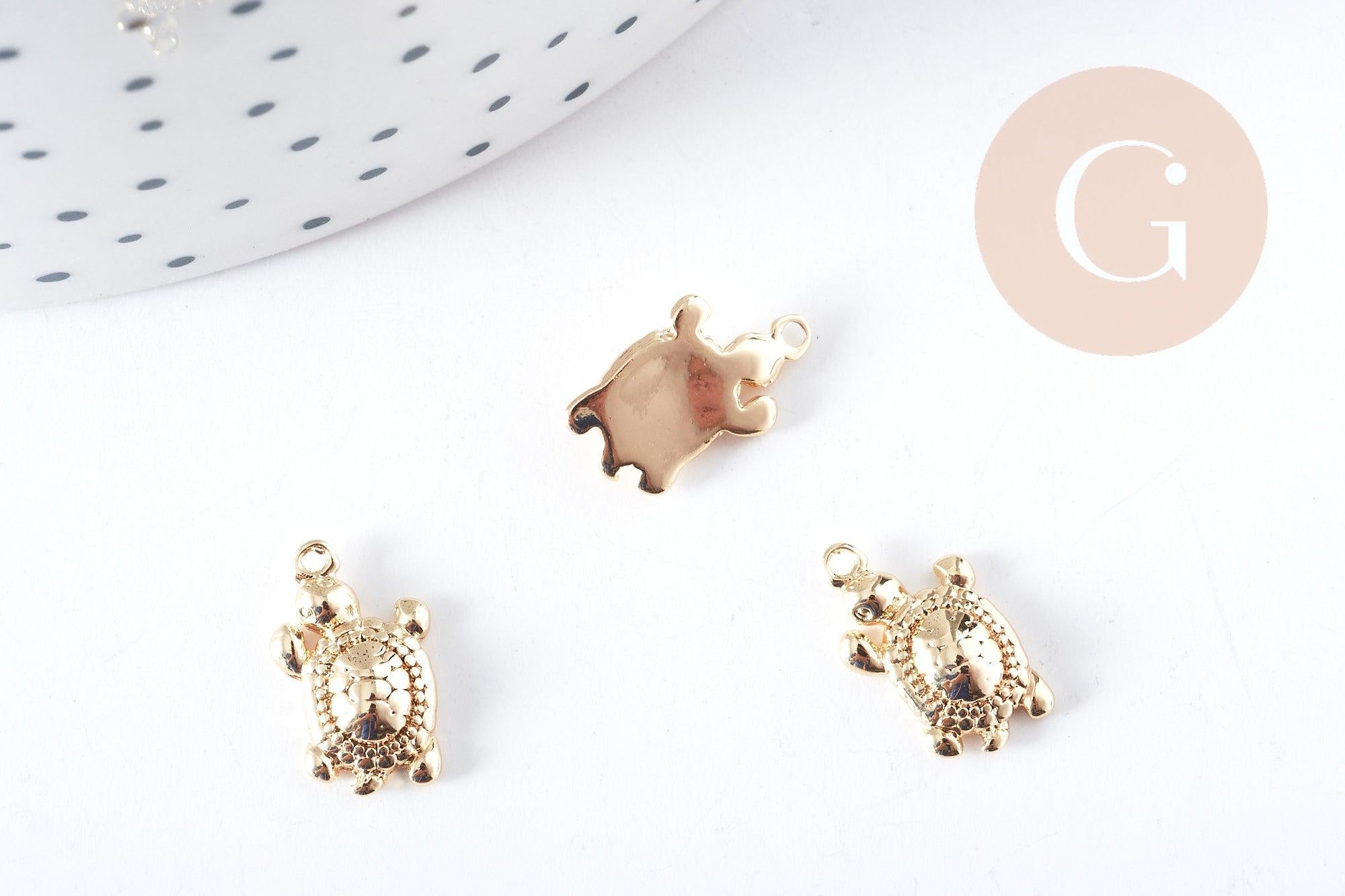 Gingerlily Pendentifs DIY breloque tortue laiton doré 14,5mm