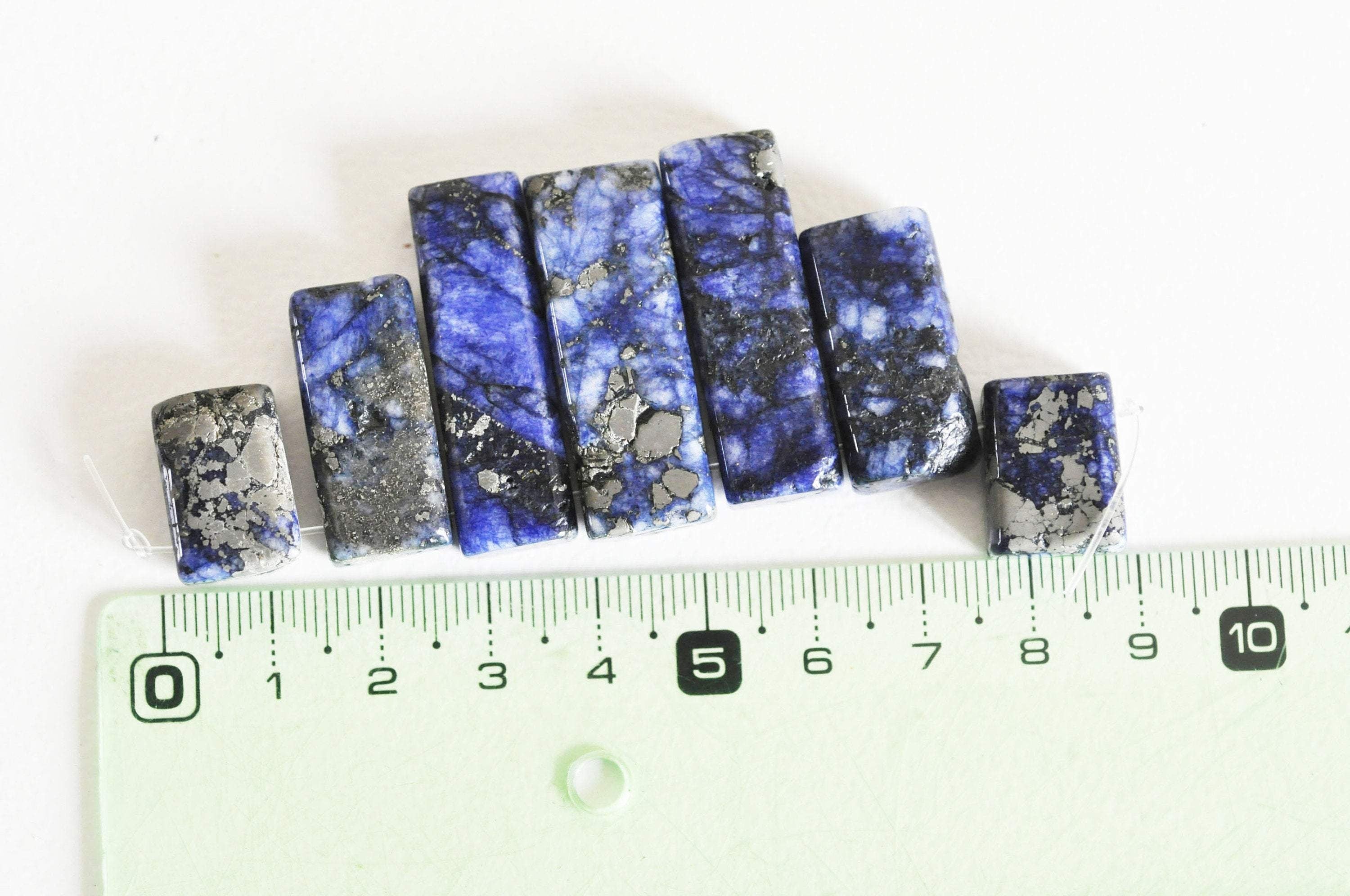 Gingerlily perle lapis lazuli rectangle pierre naturelle lot 7 bleu