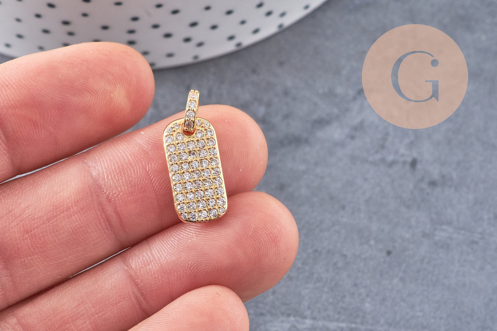 Gingerlily G5245 pendentif plaque doré zircon 17,5mm x1