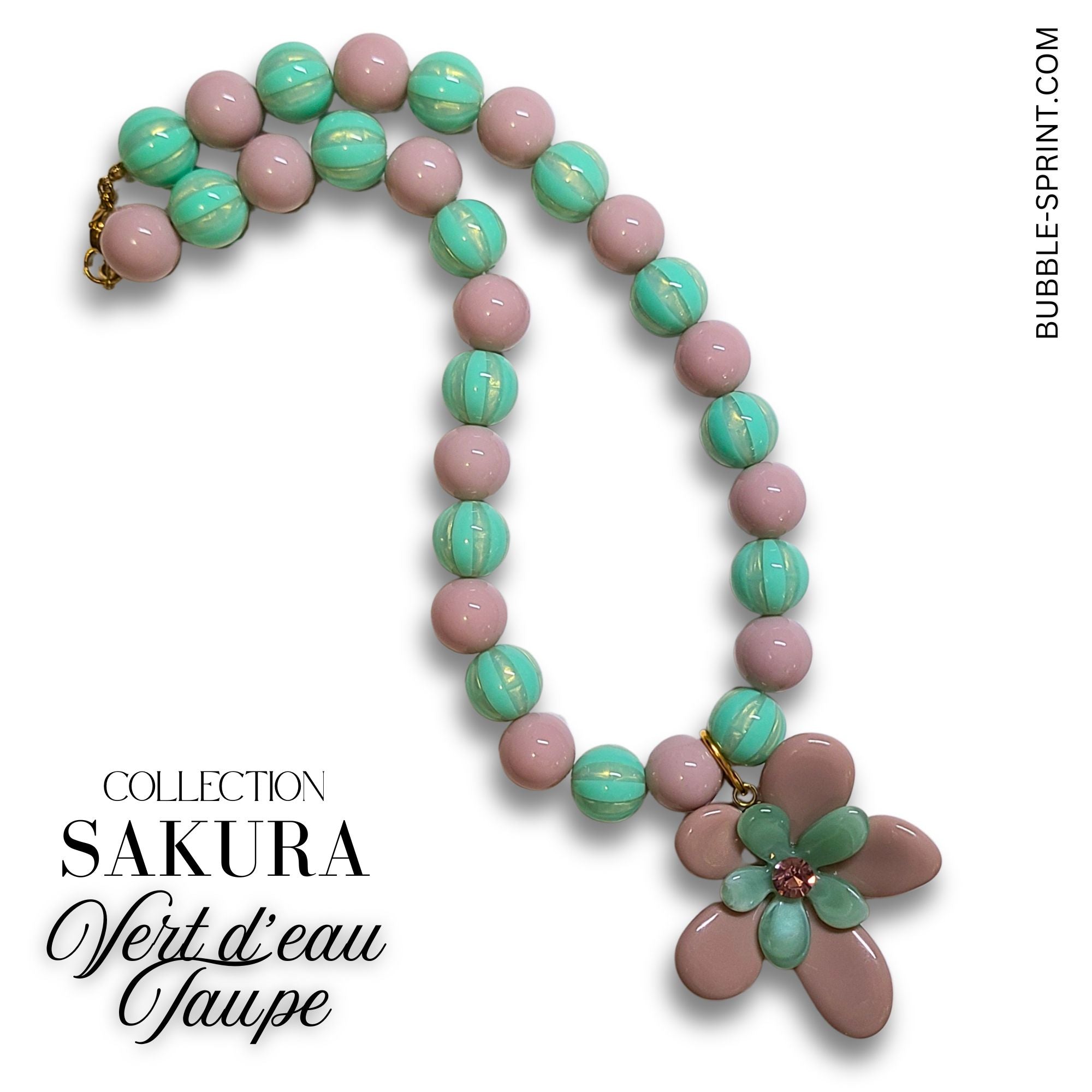 ARTSHOP Sakura collier vert d'eau taupe kit 48 cm