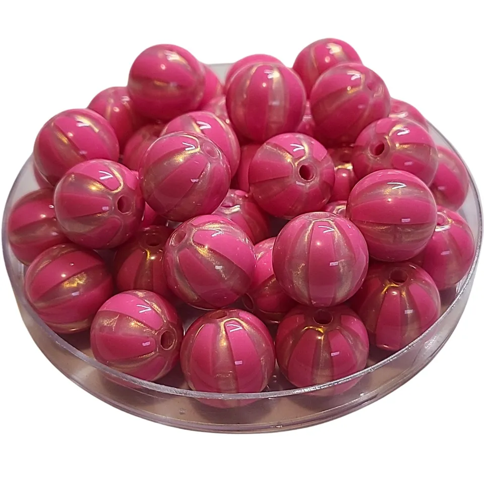 ARTSHOP Boules 16MM 413 perles acrylique Rose Bonbon rayées x10
