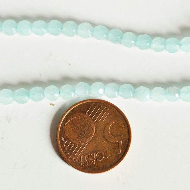 Gingerlily G668 perles jade facetté bleu turquoise 4mm fil 35cm