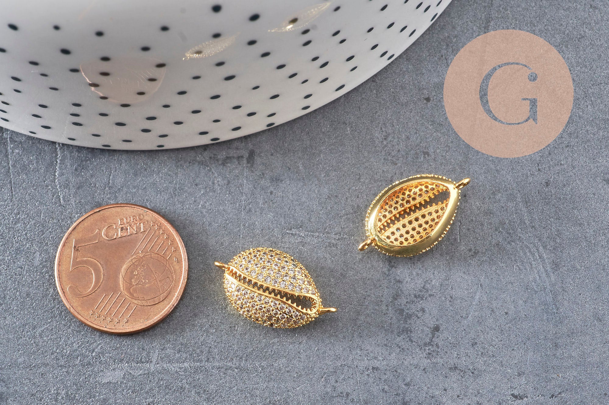 Gingerlily Perles Pendentifs DIY cauri G4462 doré 21mm