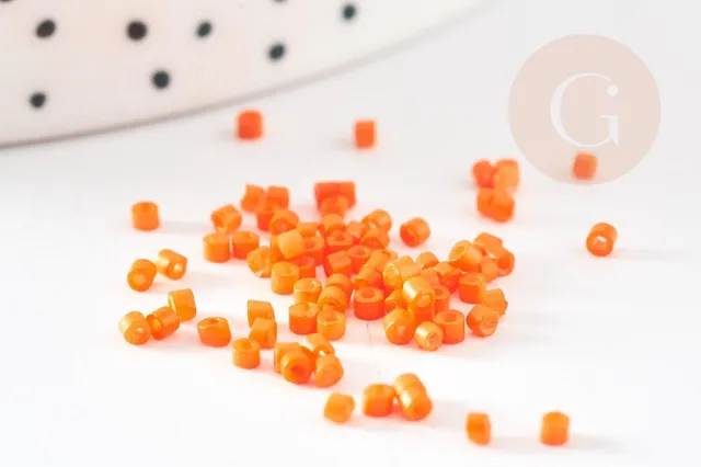 Gingerlily Perles rocaille tube verre orange opaque 2mm sachet 8g