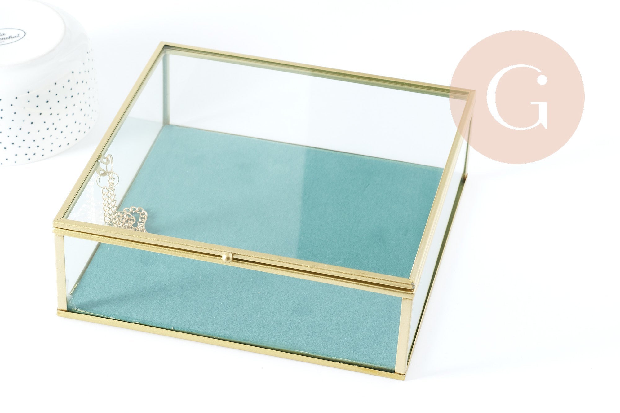 Gingerlily Rangement G8547 boîte verre carrée 20cm verte