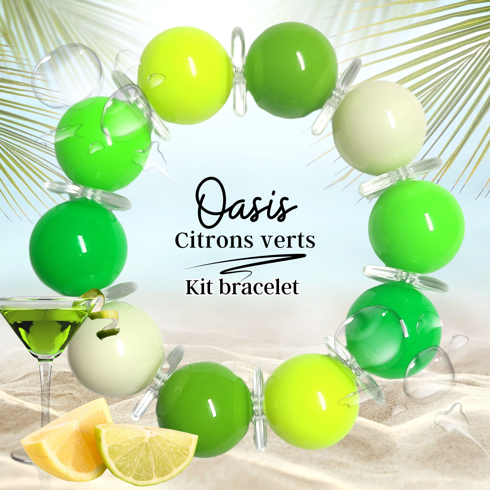 ARTSHOP Oasis kit bracelet Citrons verts 20mm boules