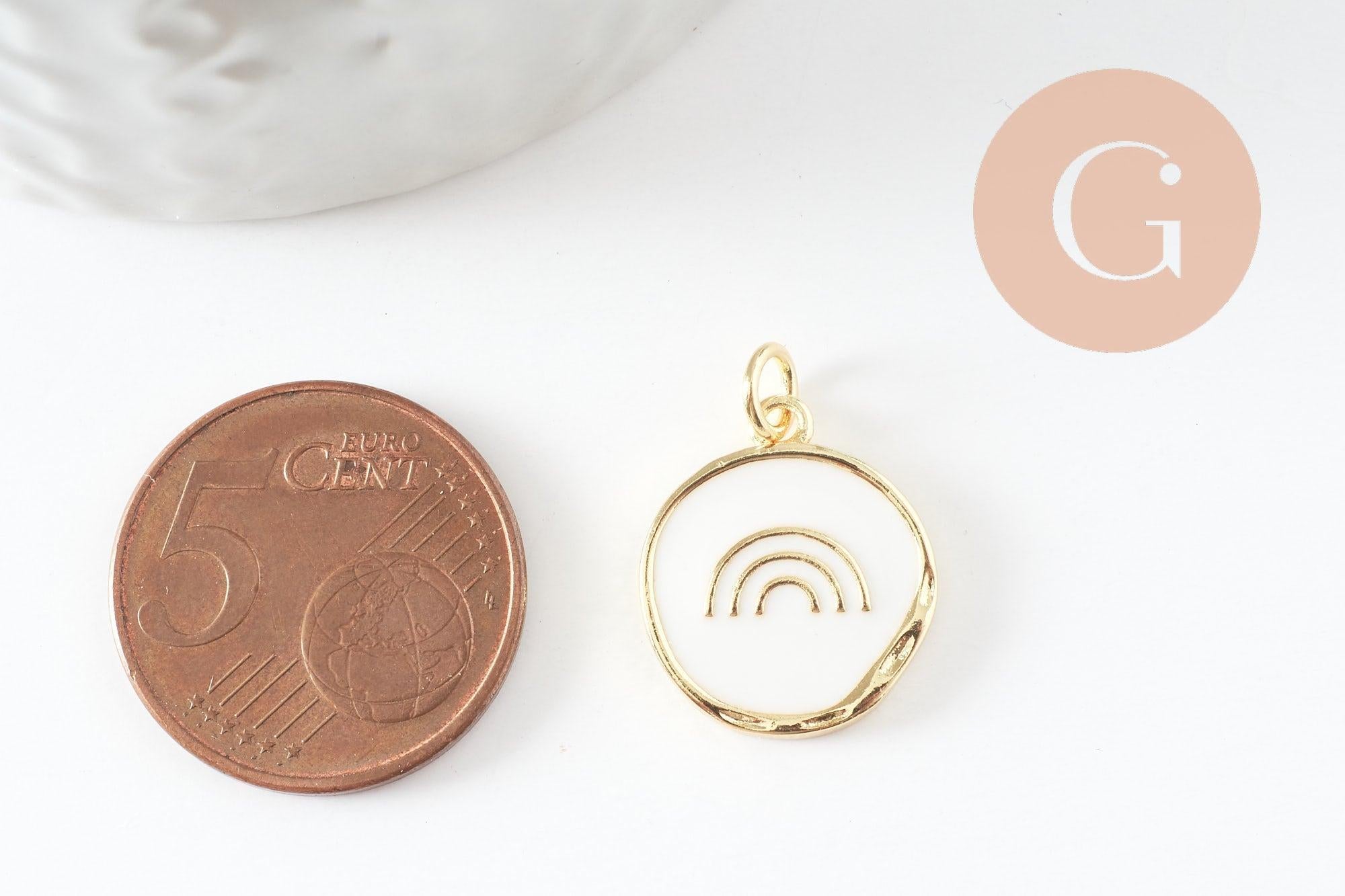 Gingerlily G9733 pendentif médaille arc-en-ciel blanc 18mm
