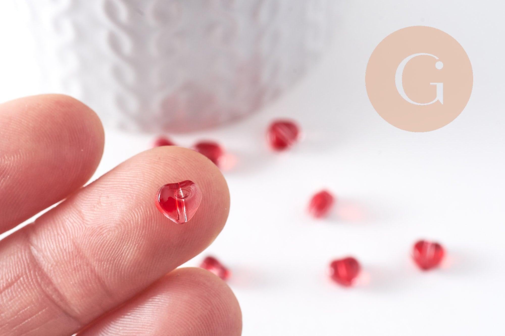 Gingerlily Coeur G10341 perles verre rouge 6mm x10