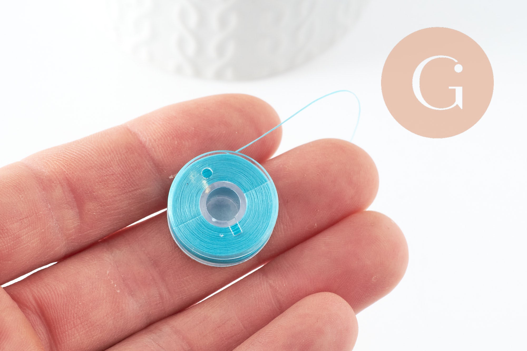 Gingerlily Fil nylon bleu turquoise 0,1mm rouleau 46m
