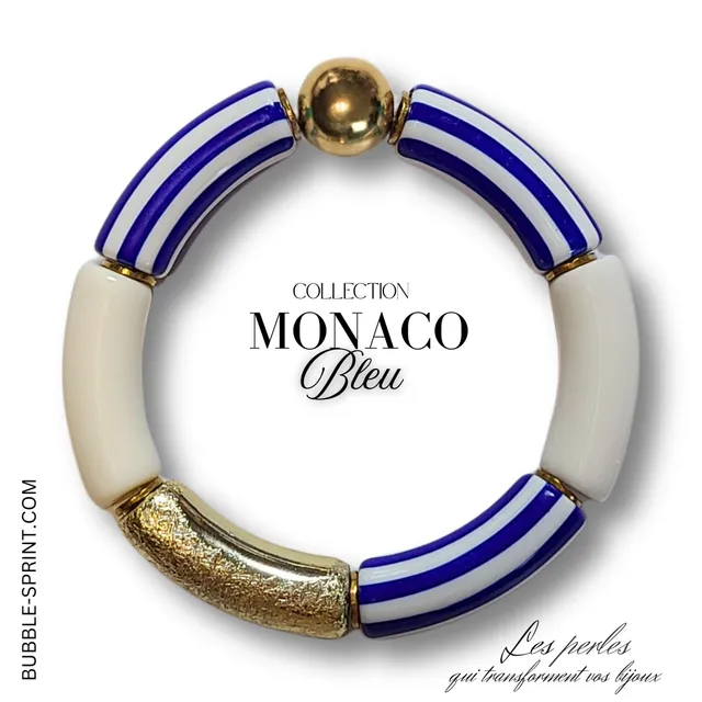 ARTSHOP Monaco bracelet bleu perles acrylique monté 5,5cm