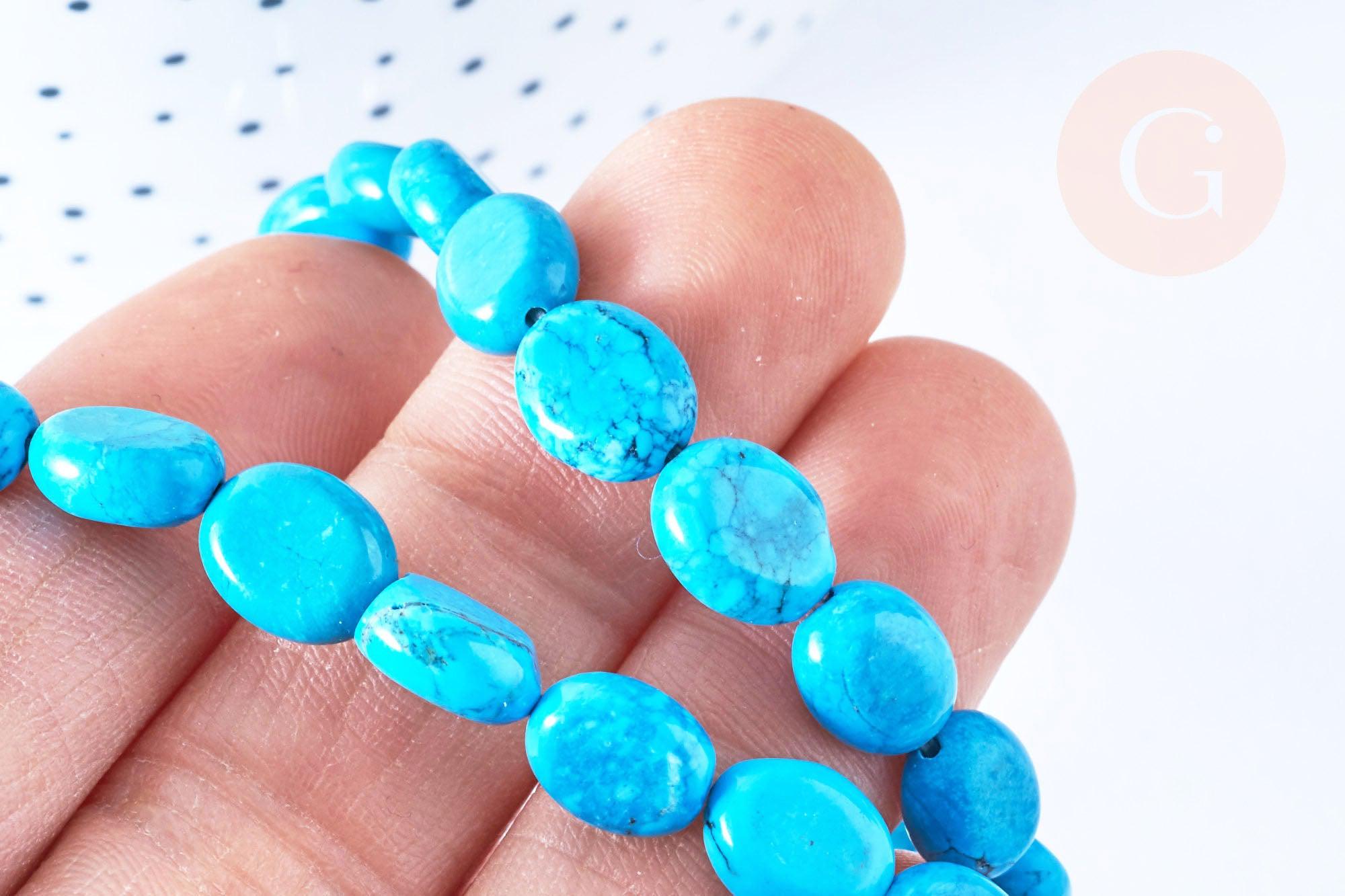 Gingerlily Pierre Perles howlite turquoise ovale 11mm fil 40cm