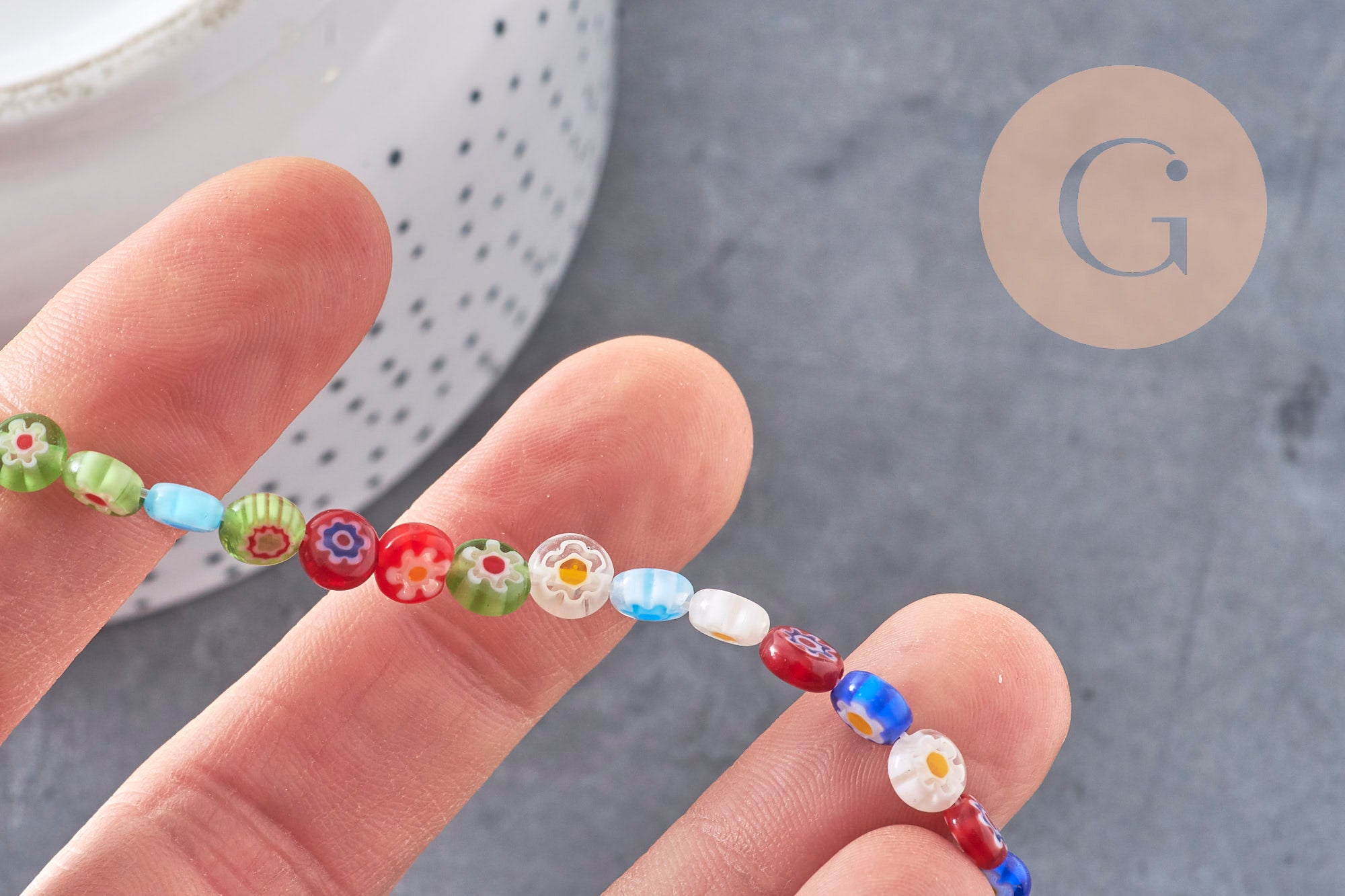 Gingerlily Perles verre millefiori 6mm fil 35.8cm
